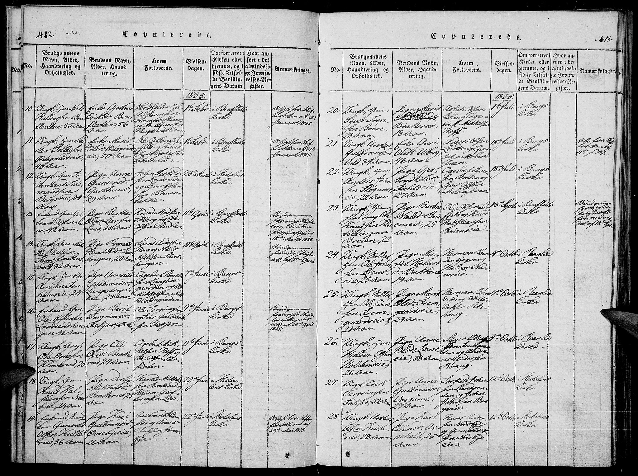 Sør-Aurdal prestekontor, SAH/PREST-128/H/Ha/Haa/L0003: Parish register (official) no. 3, 1825-1840, p. 412-413