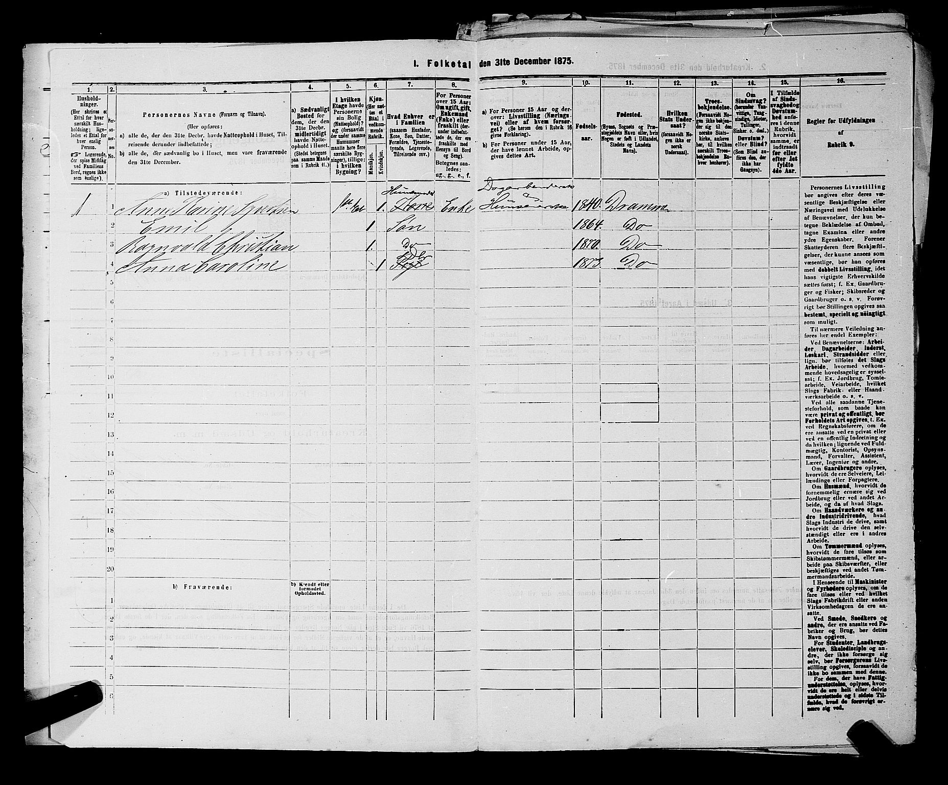 SAKO, 1875 census for 0602 Drammen, 1875, p. 526