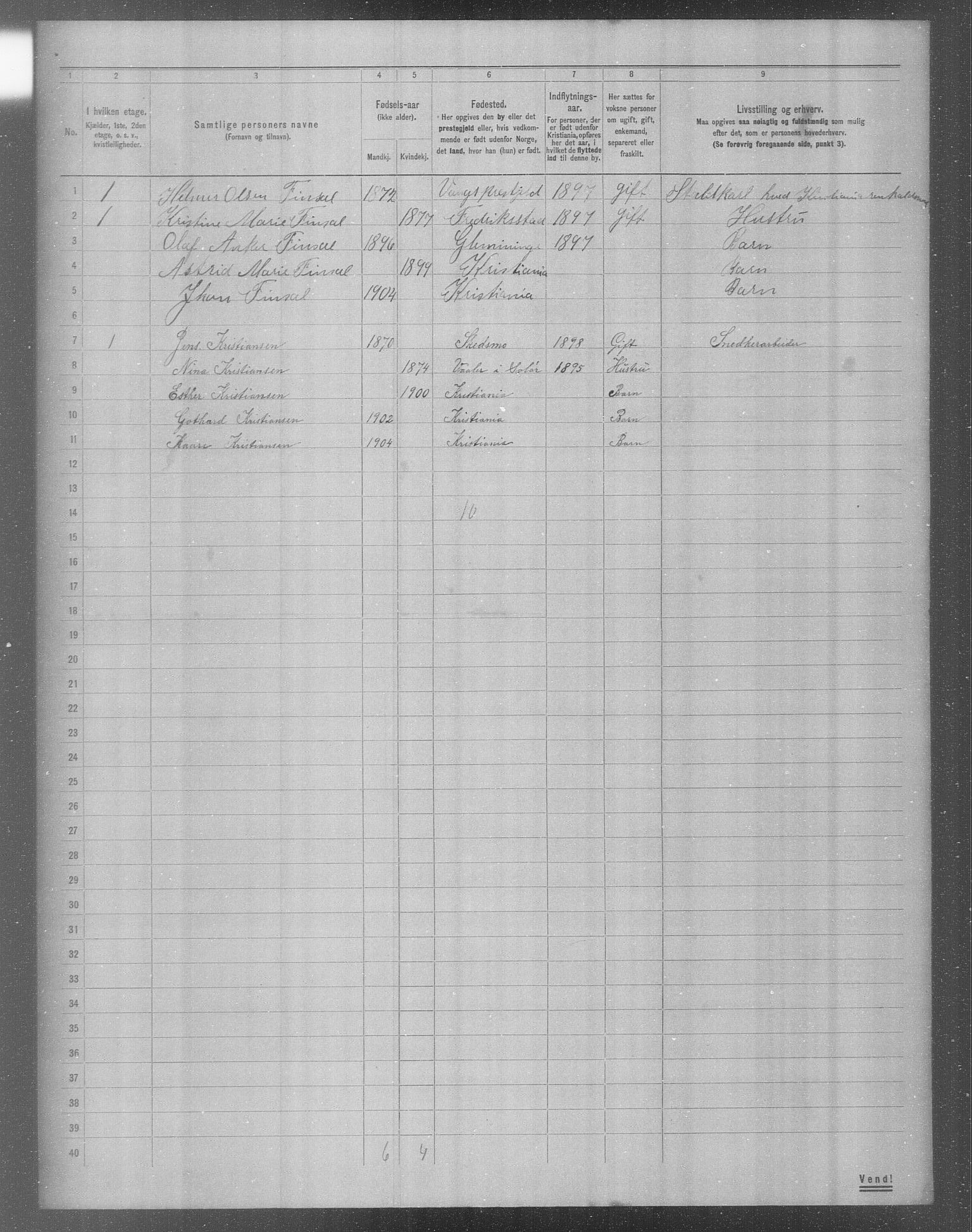 OBA, Municipal Census 1904 for Kristiania, 1904, p. 16510