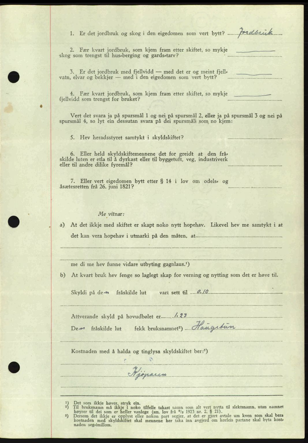 Romsdal sorenskriveri, AV/SAT-A-4149/1/2/2C: Mortgage book no. A20, 1946-1946, Diary no: : 1869/1946