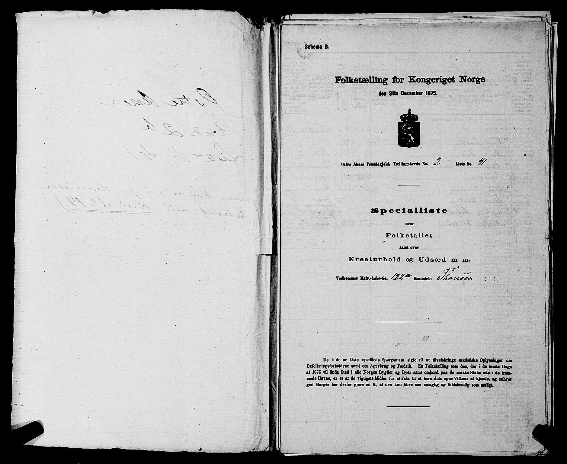 RA, 1875 census for 0218bP Østre Aker, 1875, p. 922