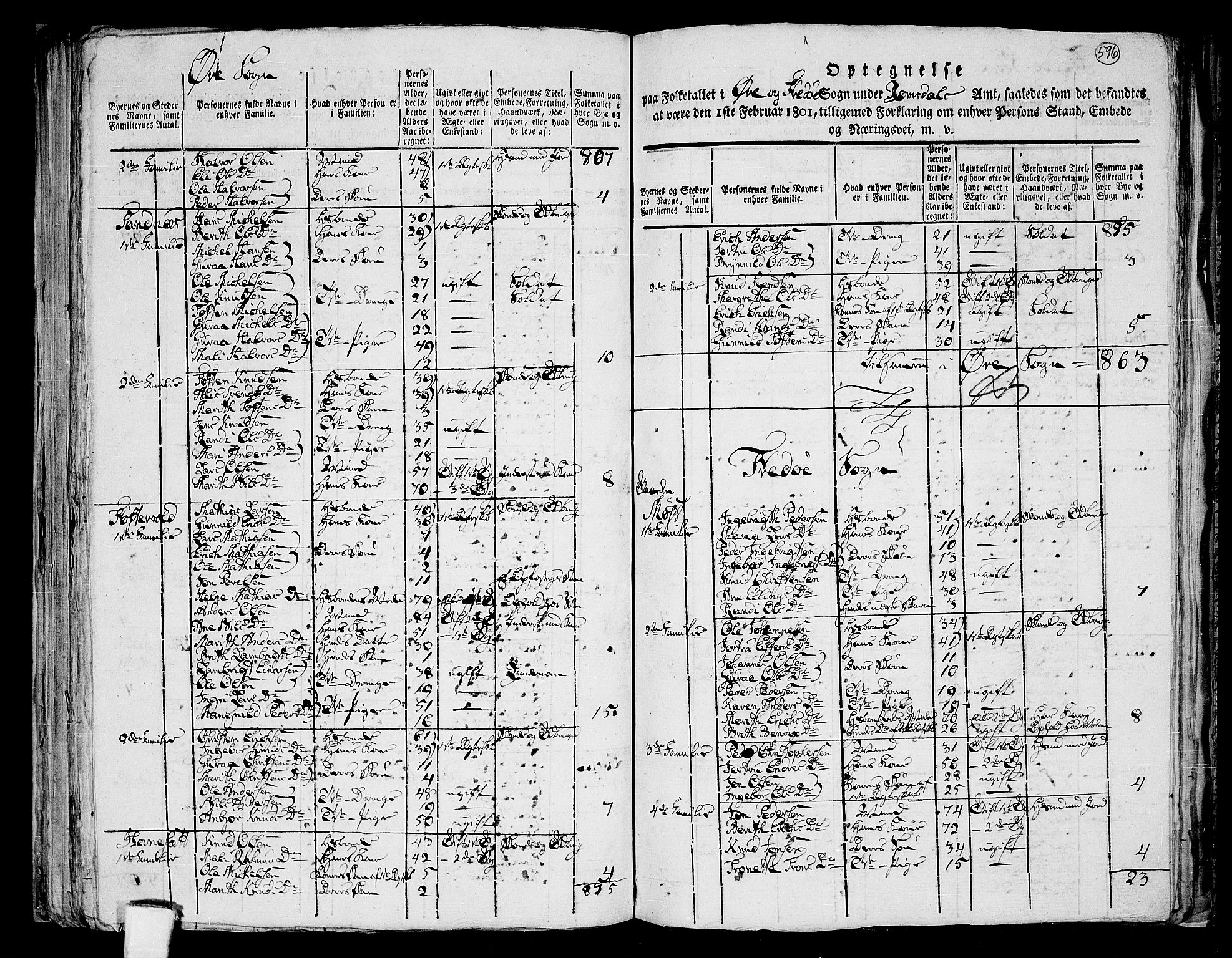 RA, 1801 census for 1560P Tingvoll, 1801, p. 595b-596a