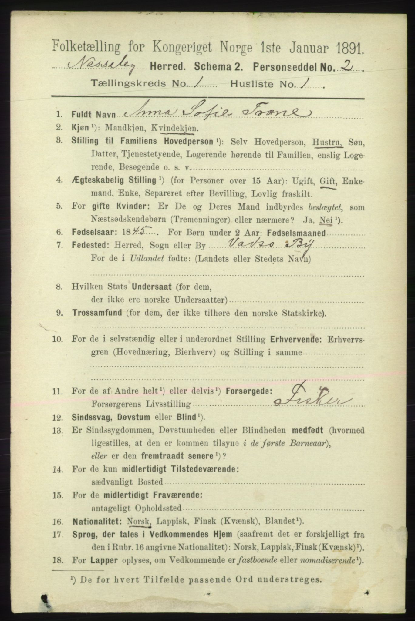 RA, 1891 census for 2027 Nesseby, 1891, p. 106