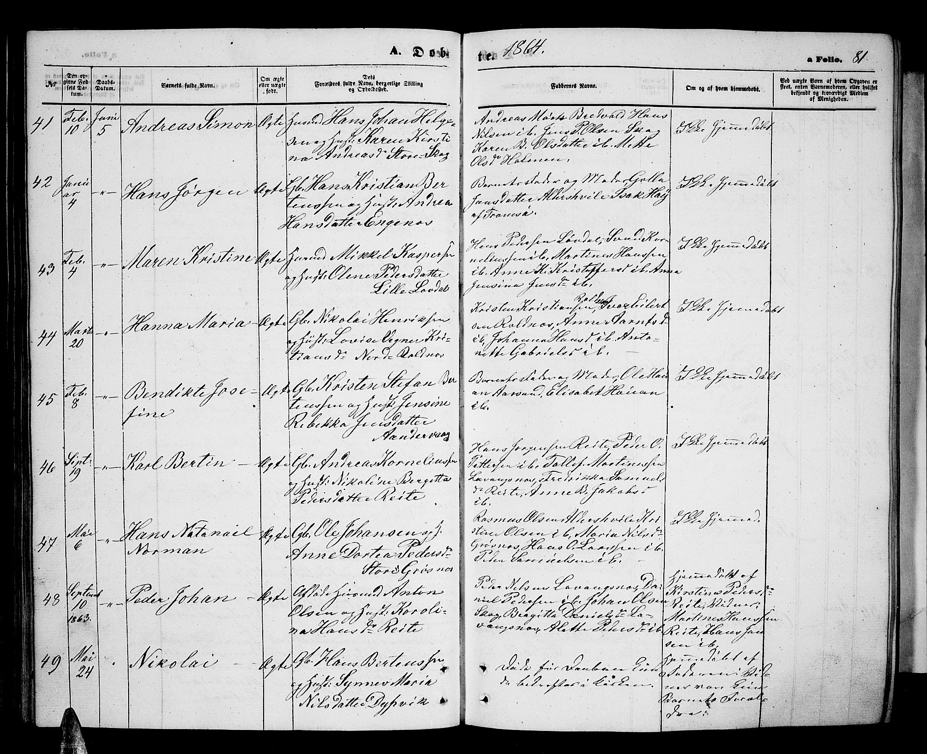 Ibestad sokneprestembete, AV/SATØ-S-0077/H/Ha/Hab/L0005klokker: Parish register (copy) no. 5, 1860-1871, p. 81