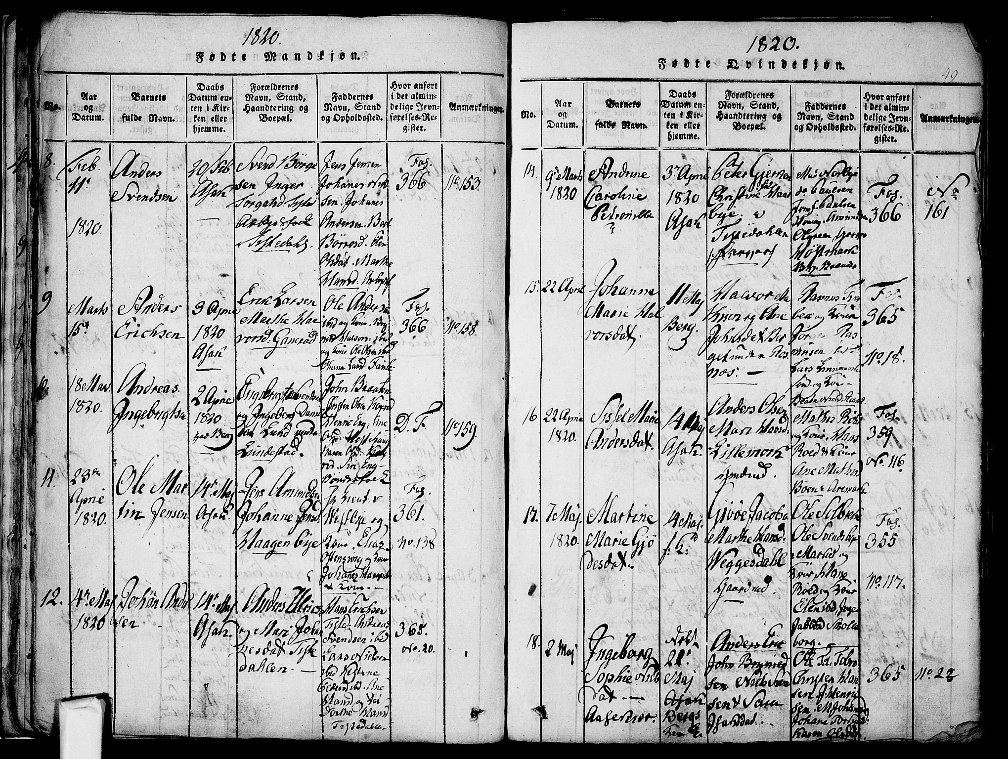 Berg prestekontor Kirkebøker, AV/SAO-A-10902/F/Fa/L0002: Parish register (official) no. I 2, 1815-1831, p. 49