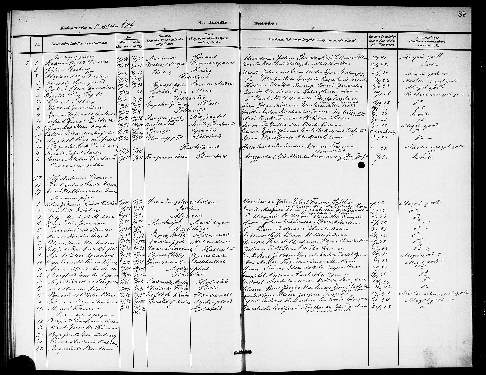 Ås prestekontor Kirkebøker, SAO/A-10894/G/Ga/L0004: Parish register (copy) no. I 4, 1901-1915, p. 89