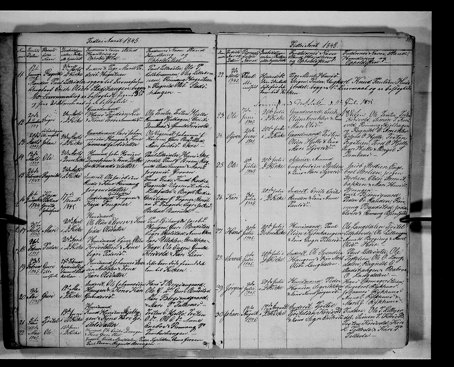 Lesja prestekontor, SAH/PREST-068/H/Ha/Hab/L0003: Parish register (copy) no. 3, 1842-1862, p. 20-21