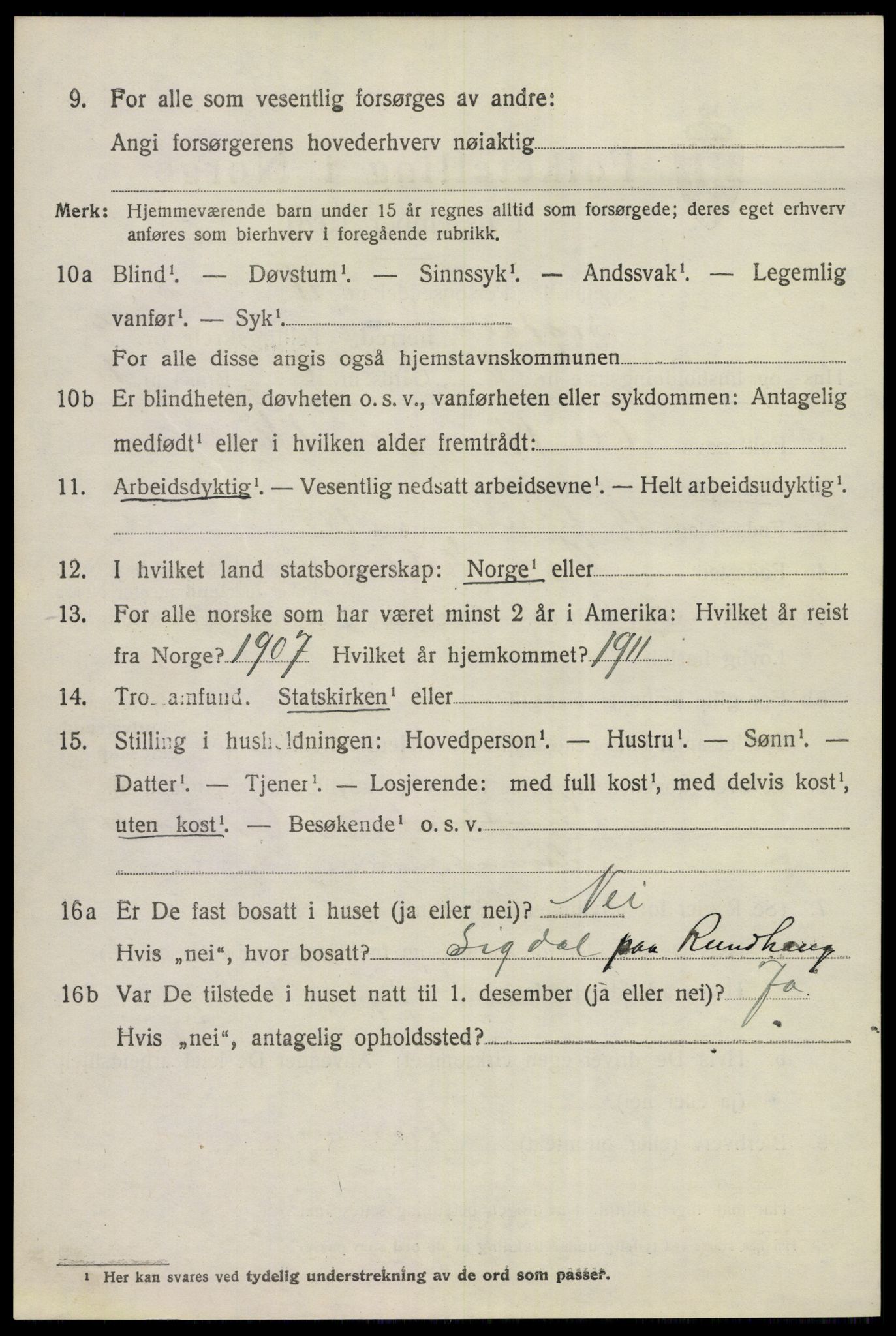 SAKO, 1920 census for Sigdal, 1920, p. 2851