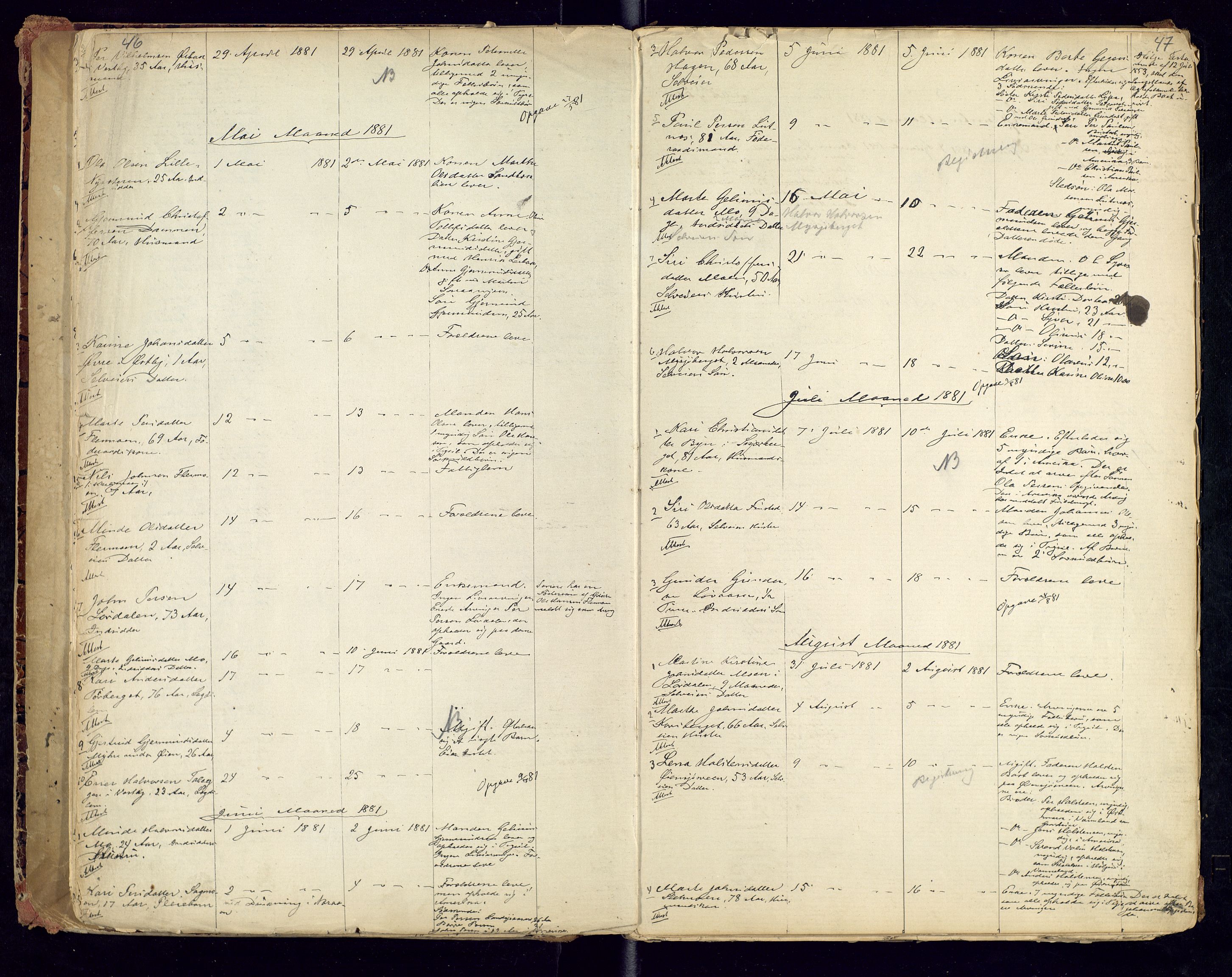 Trysil lensmannskontor, AV/SAH-LHT-026/H/Ha/L0001: Dødsfallsprotokoll, 1875-1901, p. 46-47