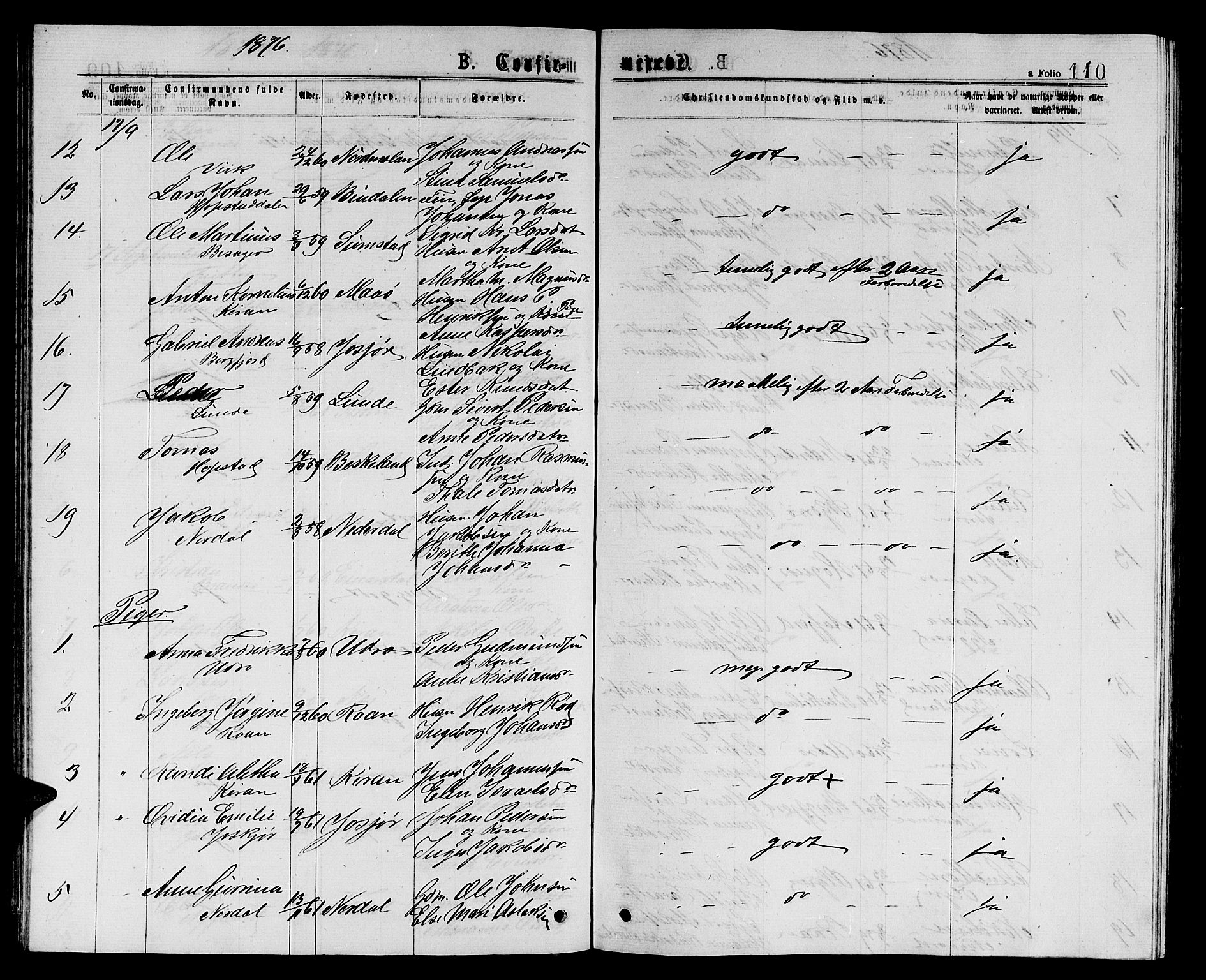 Ministerialprotokoller, klokkerbøker og fødselsregistre - Sør-Trøndelag, AV/SAT-A-1456/657/L0715: Parish register (copy) no. 657C02, 1873-1888, p. 110