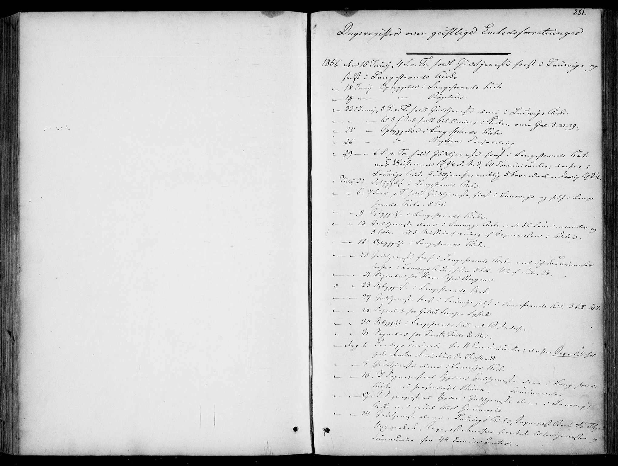 Larvik kirkebøker, AV/SAKO-A-352/F/Fa/L0005: Parish register (official) no. I 5, 1856-1870, p. 281