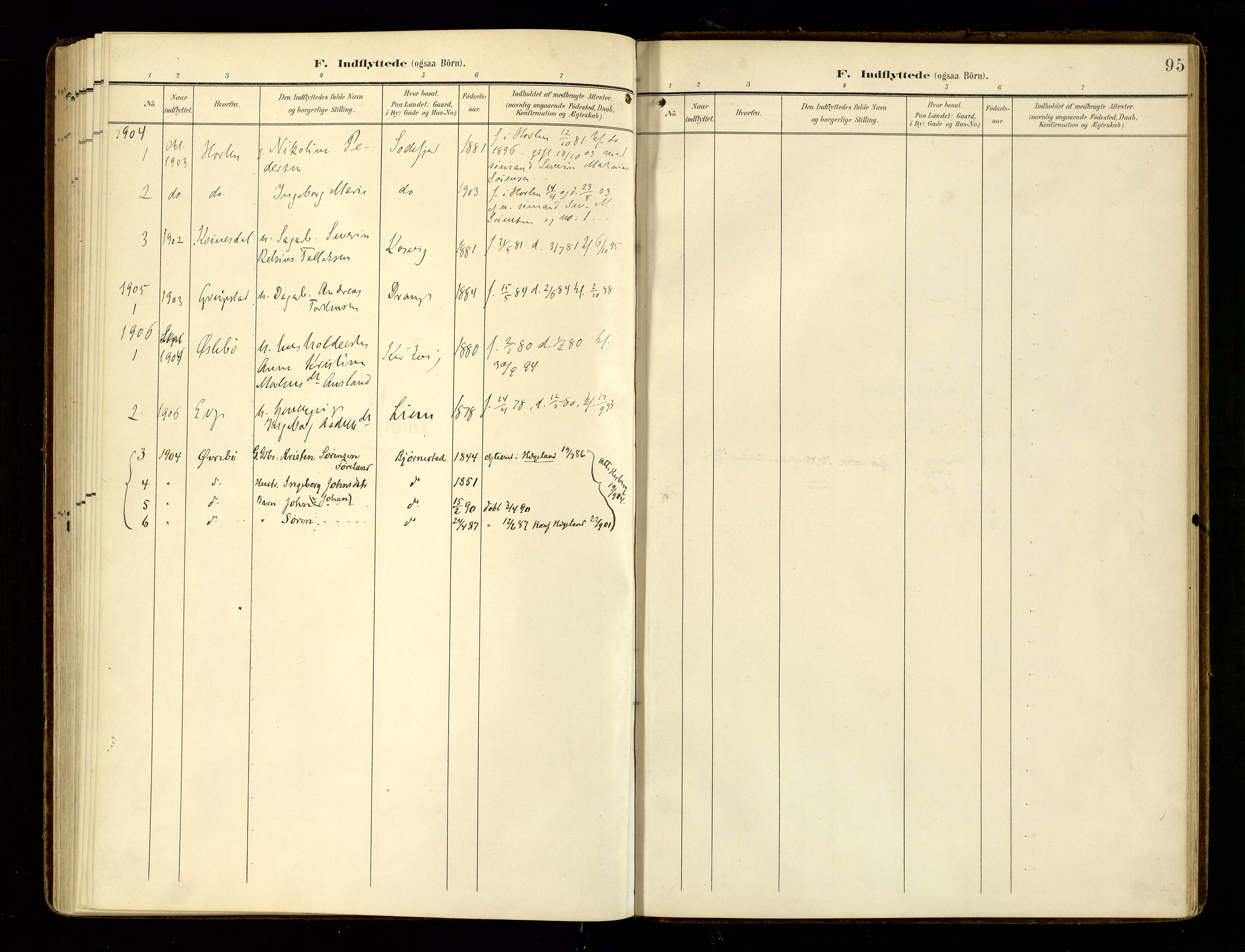 Oddernes sokneprestkontor, SAK/1111-0033/F/Fa/Fab/L0003: Parish register (official) no. A 3, 1903-1916, p. 95