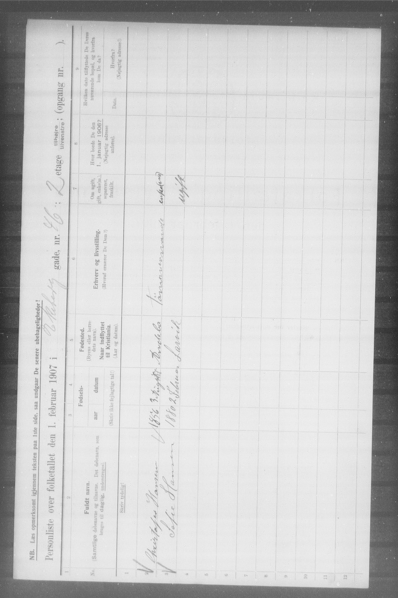 OBA, Municipal Census 1907 for Kristiania, 1907, p. 10300