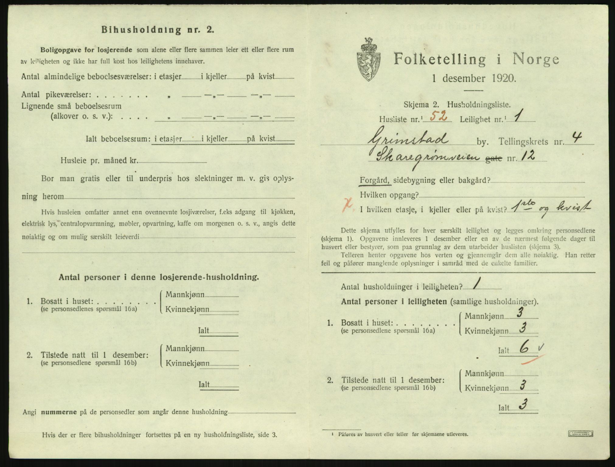 SAK, 1920 census for Grimstad, 1920, p. 1981