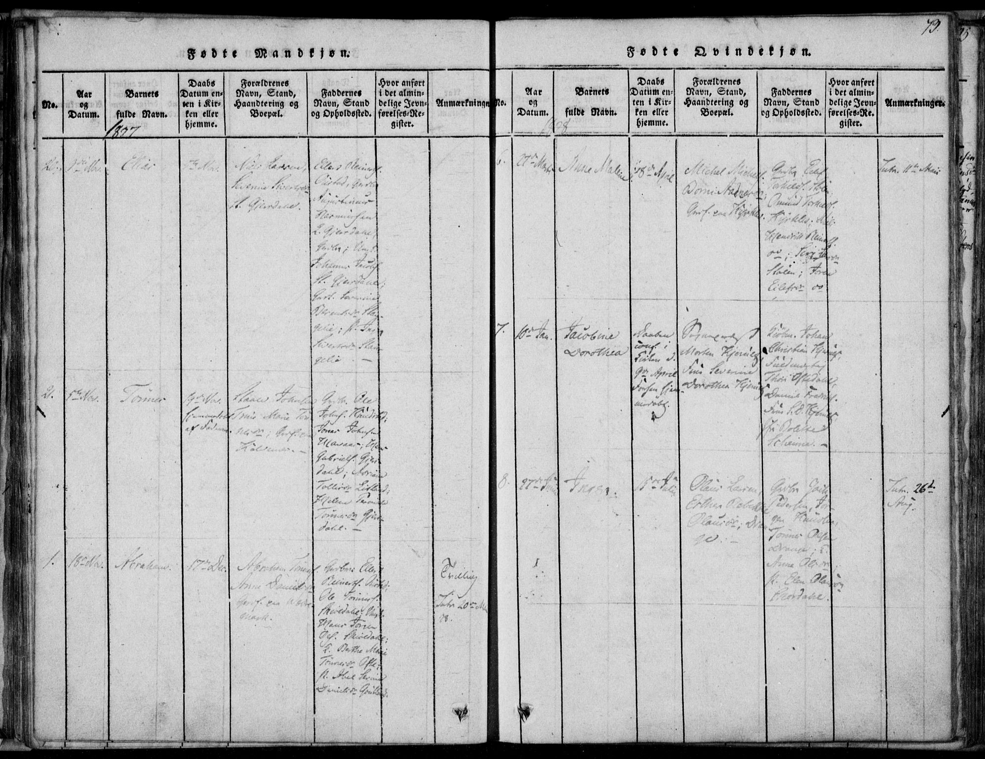 Herad sokneprestkontor, SAK/1111-0018/F/Fa/Faa/L0003: Parish register (official) no. A 3, 1816-1844, p. 73