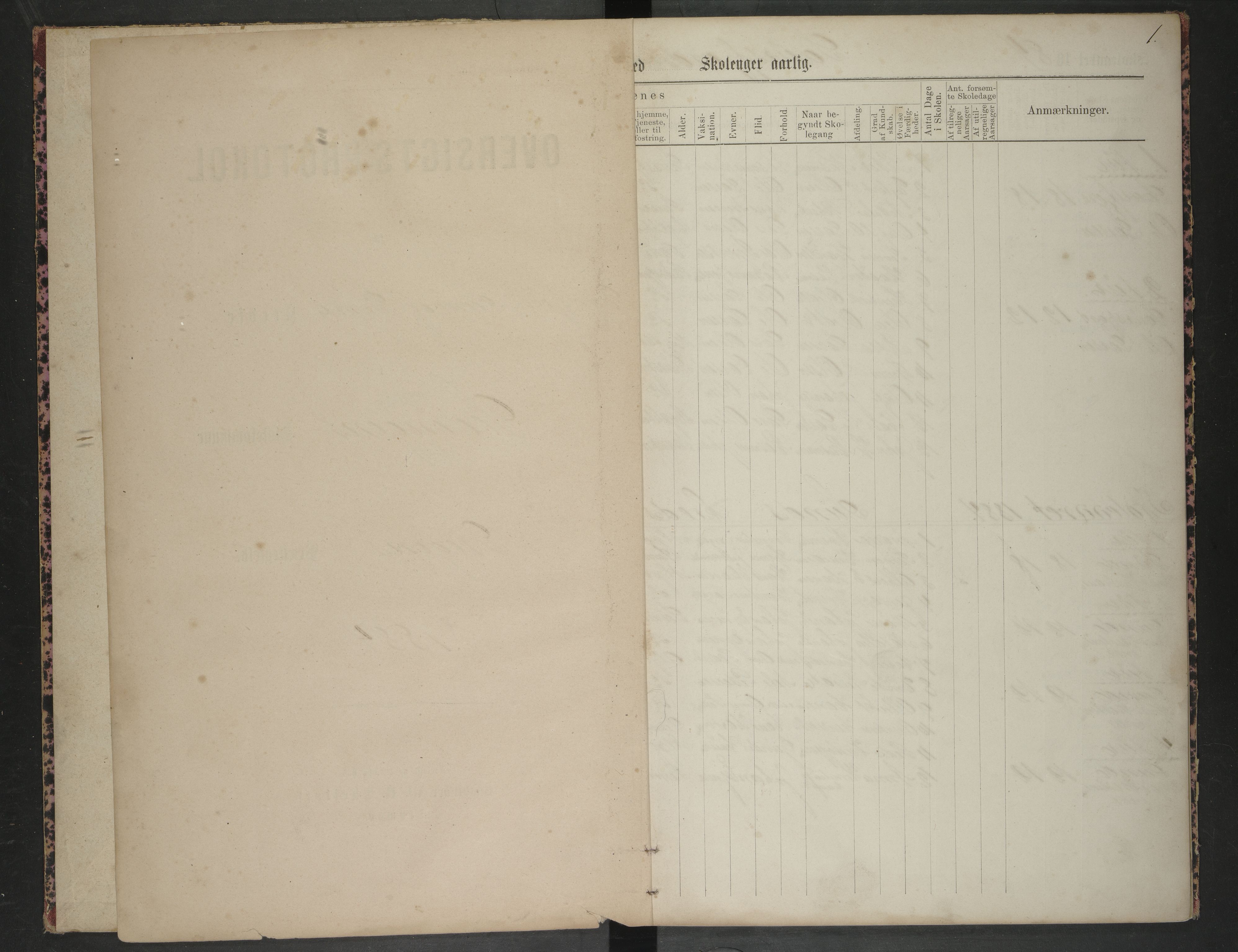 Steigen kommune. Ymse skolekretser, AIN/K-18480.510.01/F/Fc/L0025: Ledingen: Saursfjord/Sund/Sørskott, 1884-1889