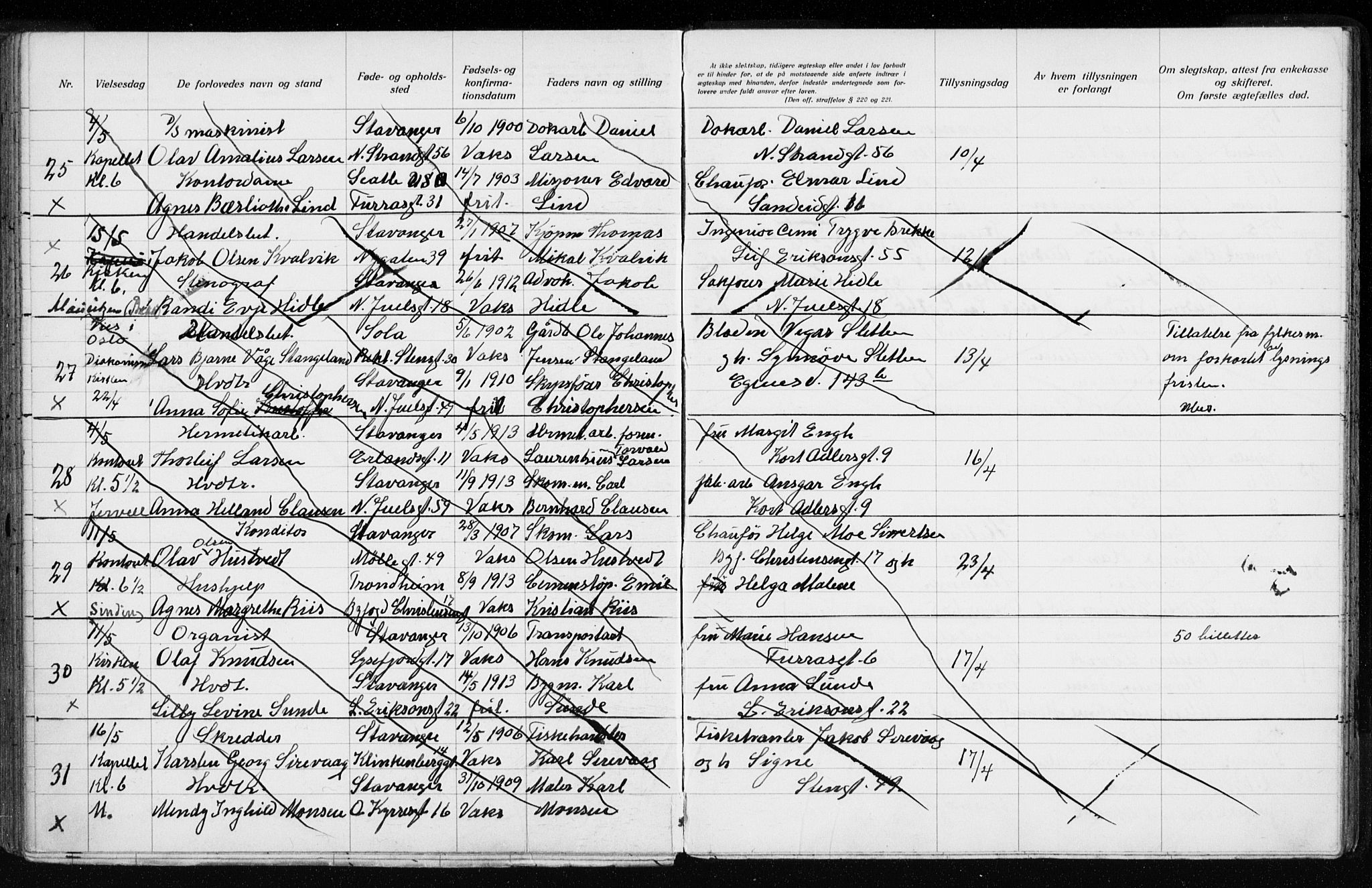 Domkirken sokneprestkontor, AV/SAST-A-101812/001/70/705BA/L0007: Banns register no. 705.BA.7, 1924-1936