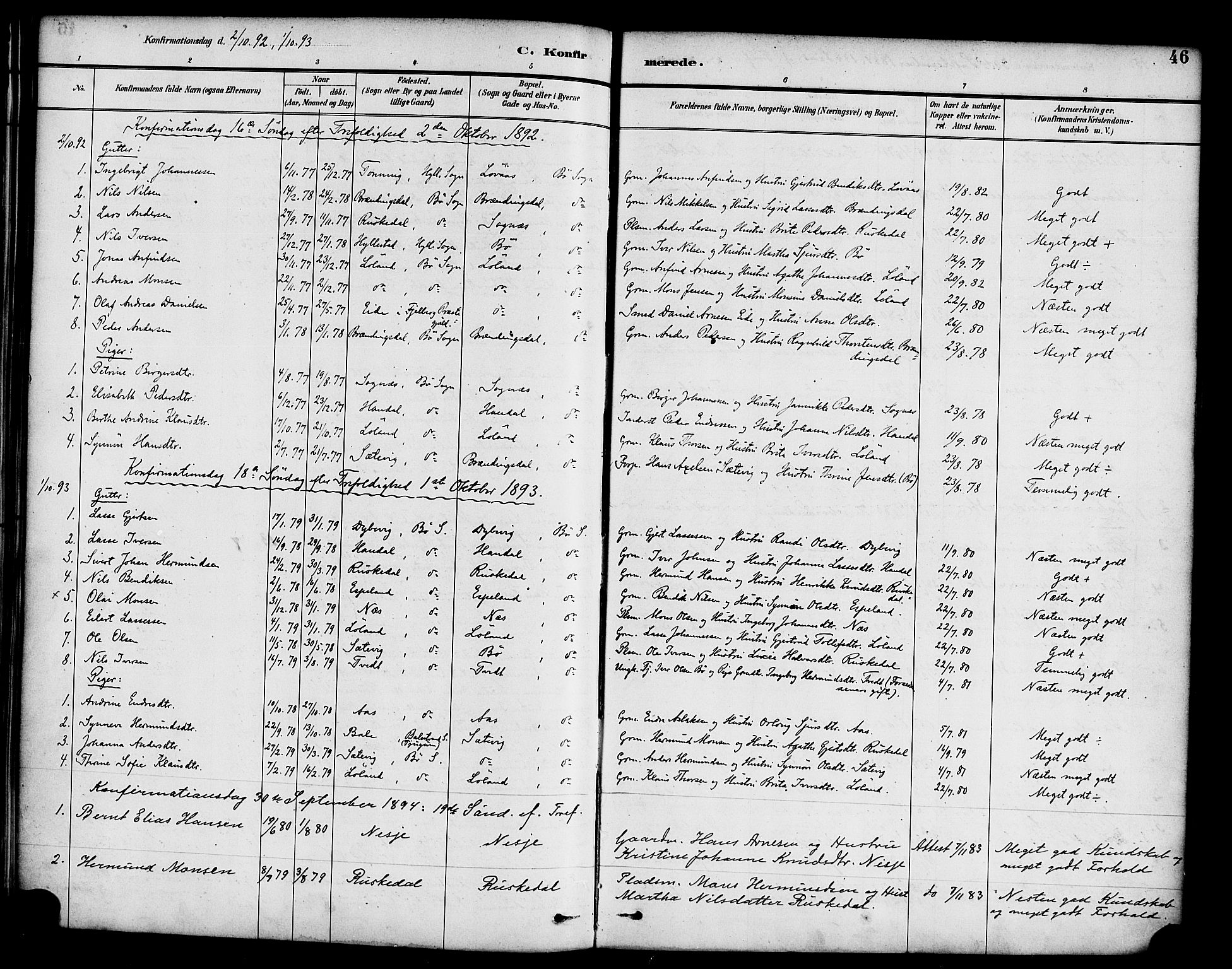 Hyllestad sokneprestembete, SAB/A-80401: Parish register (official) no. C 1, 1886-1904, p. 46