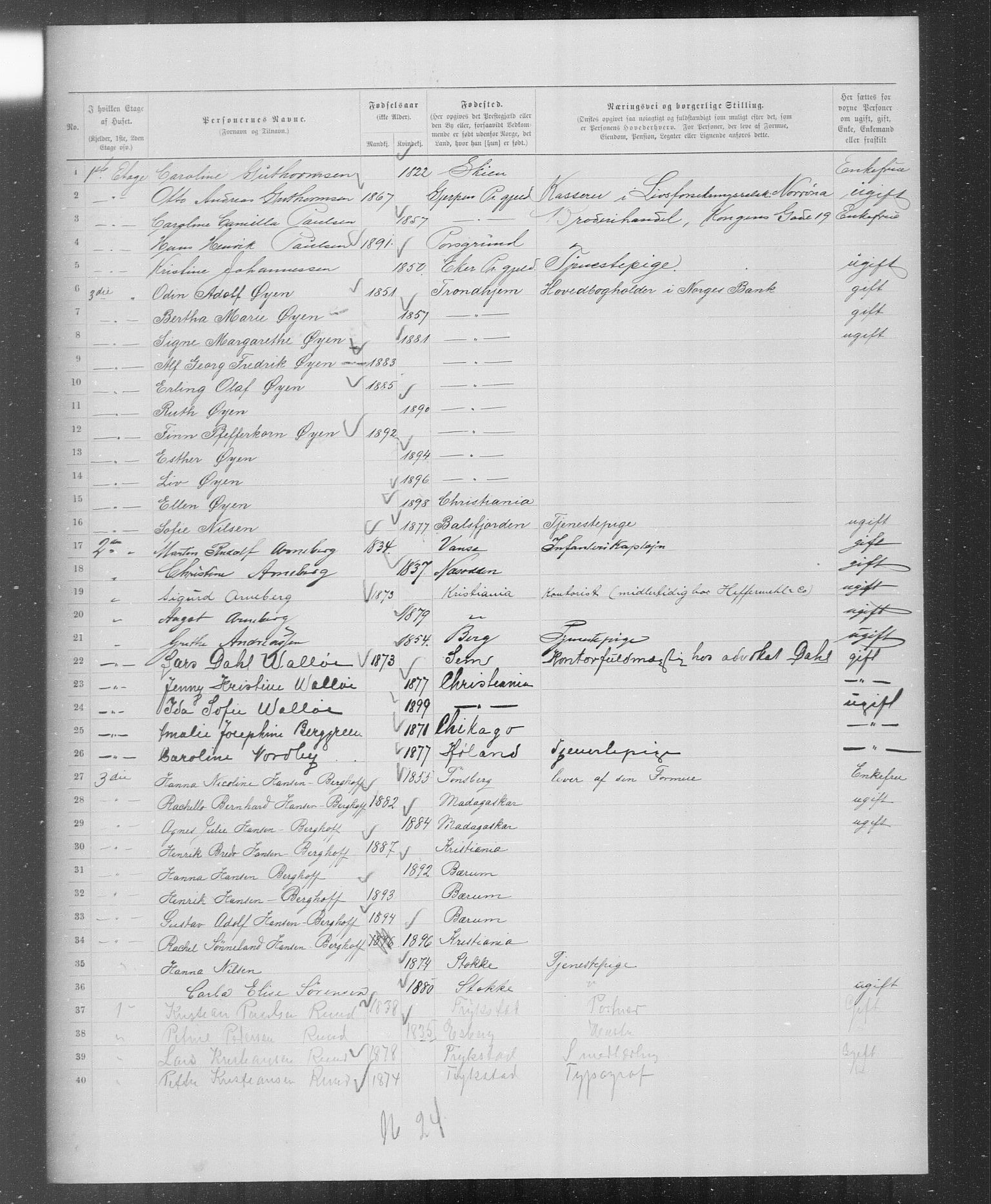 OBA, Municipal Census 1899 for Kristiania, 1899, p. 5852