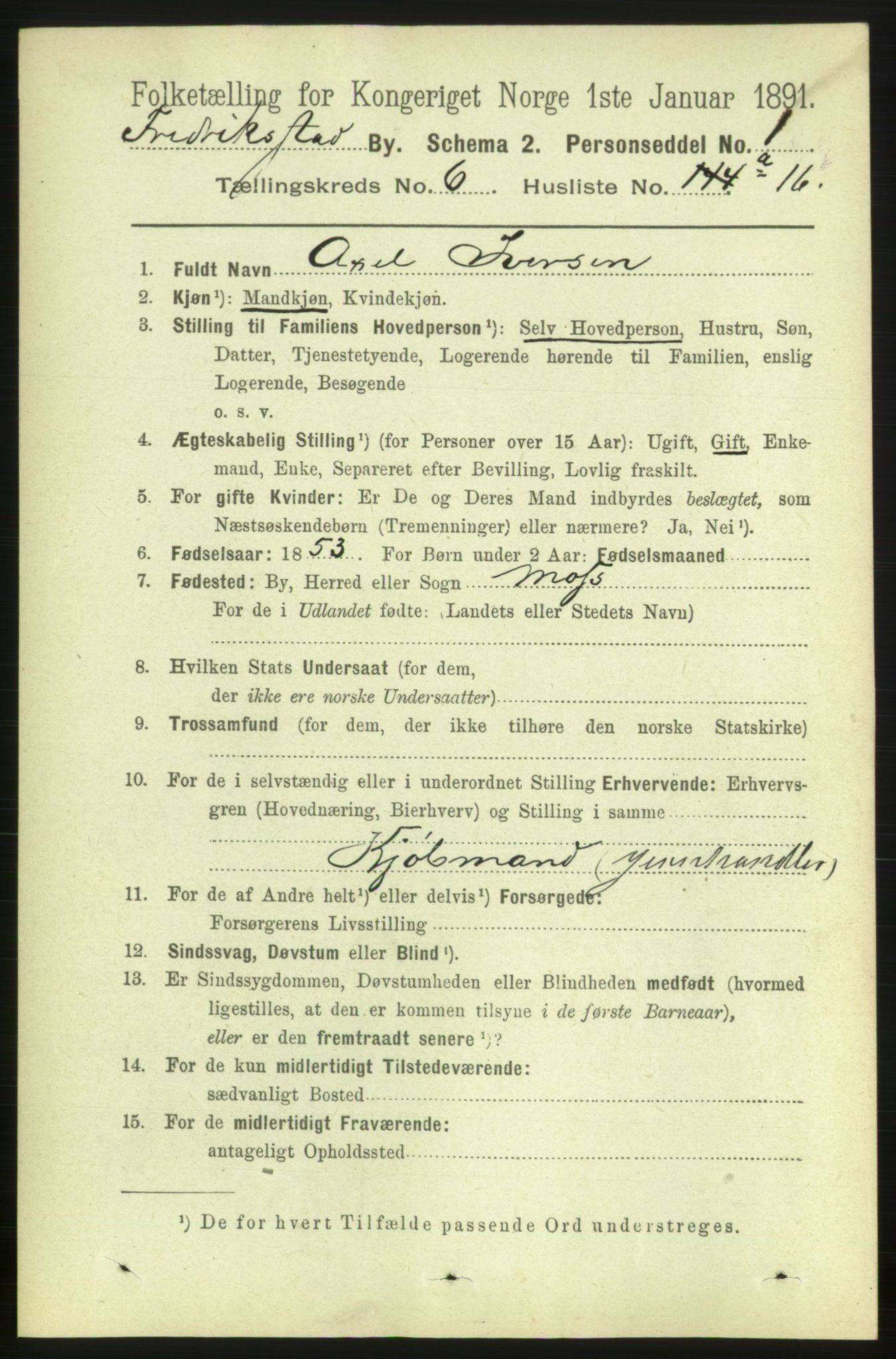 RA, 1891 census for 0103 Fredrikstad, 1891, p. 7795