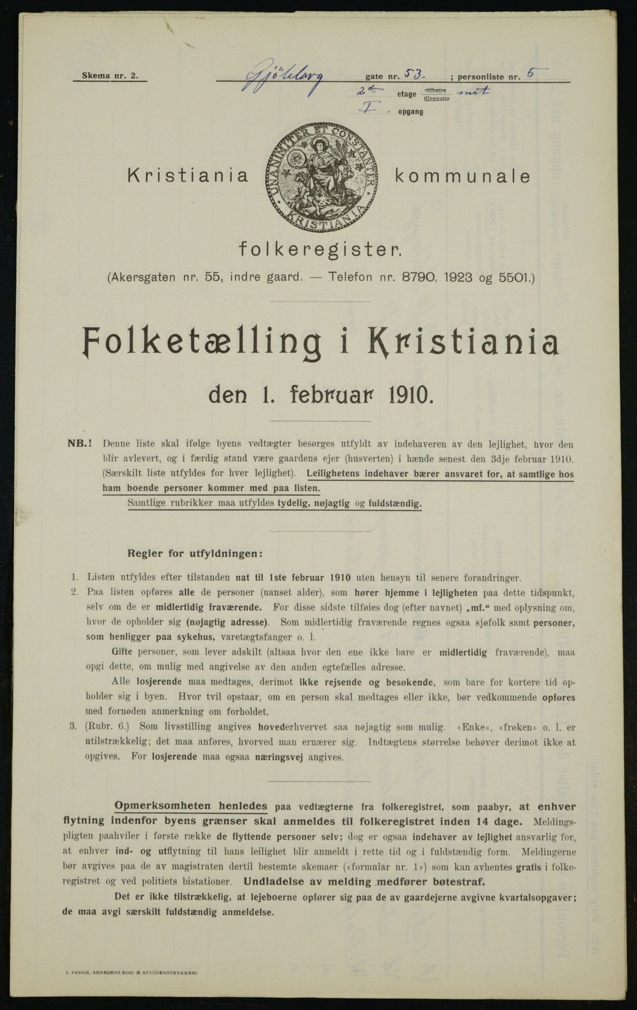 OBA, Municipal Census 1910 for Kristiania, 1910, p. 31898