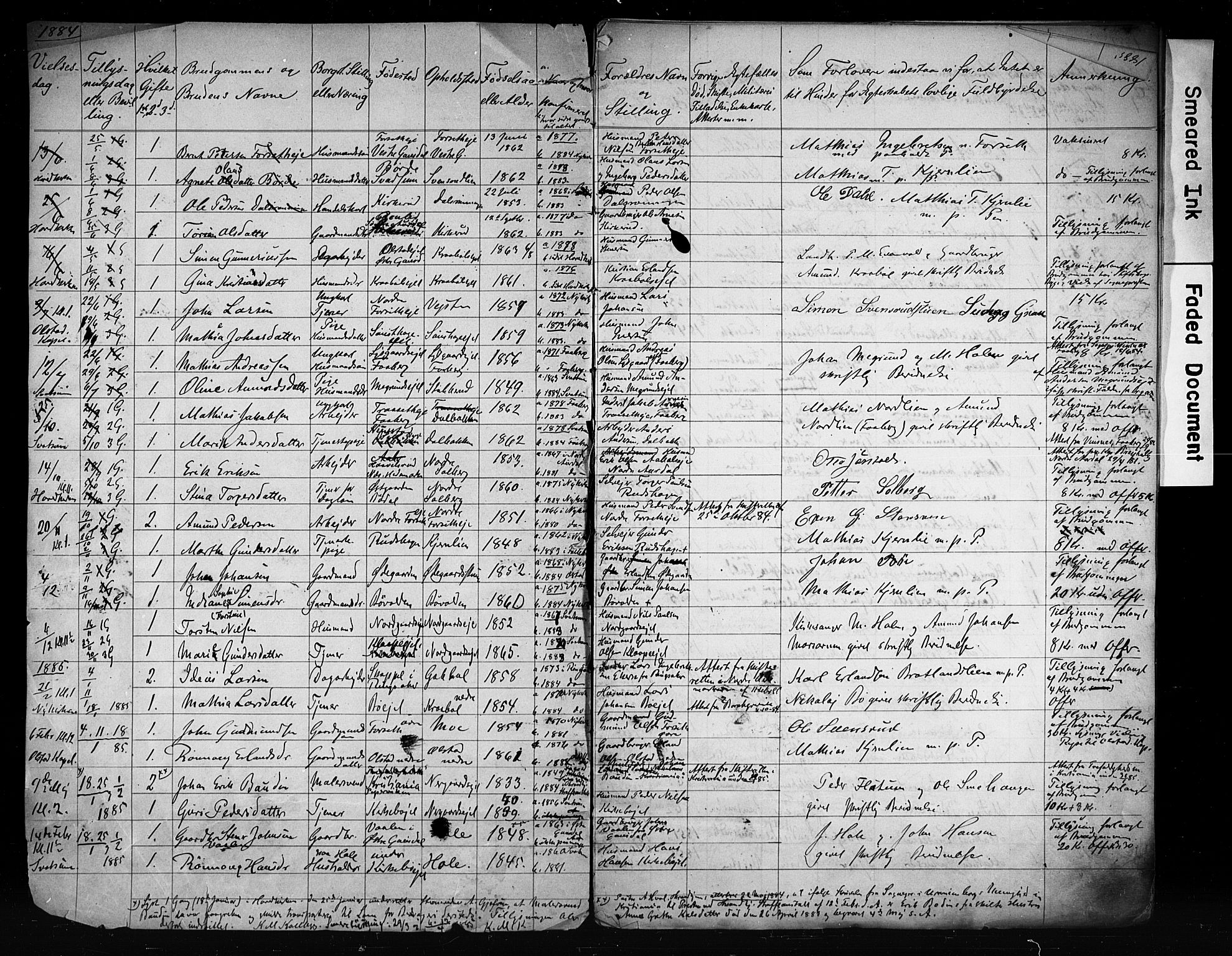 Vestre Gausdal prestekontor, AV/SAH-PREST-094/I/Ie: Banns register no. 1, 1885-1910
