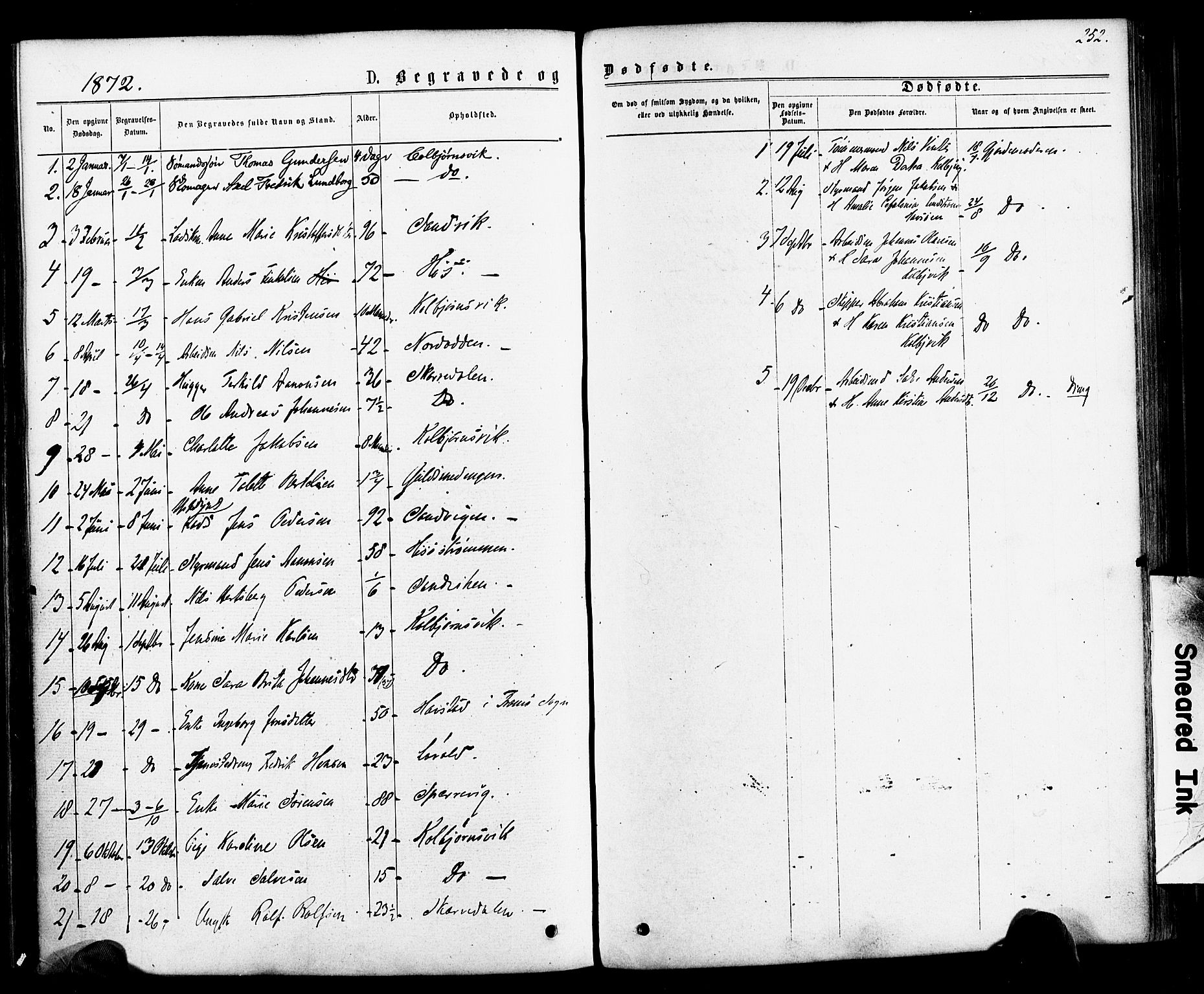 Hisøy sokneprestkontor, SAK/1111-0020/F/Fa/L0002: Parish register (official) no. A 2, 1872-1880, p. 252