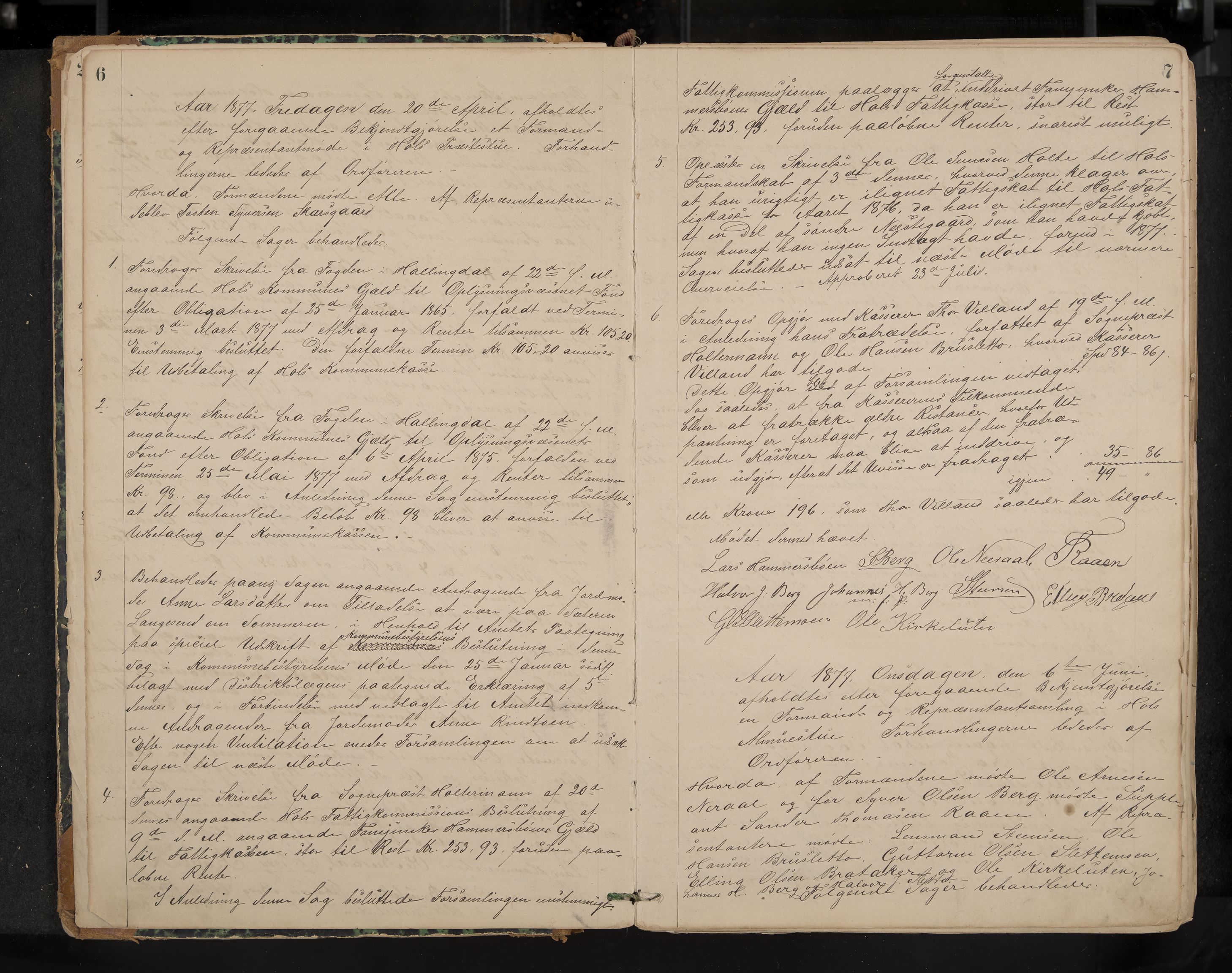 Hol formannskap og sentraladministrasjon, IKAK/0620021-1/A/L0001: Møtebok, 1877-1893, p. 6-7