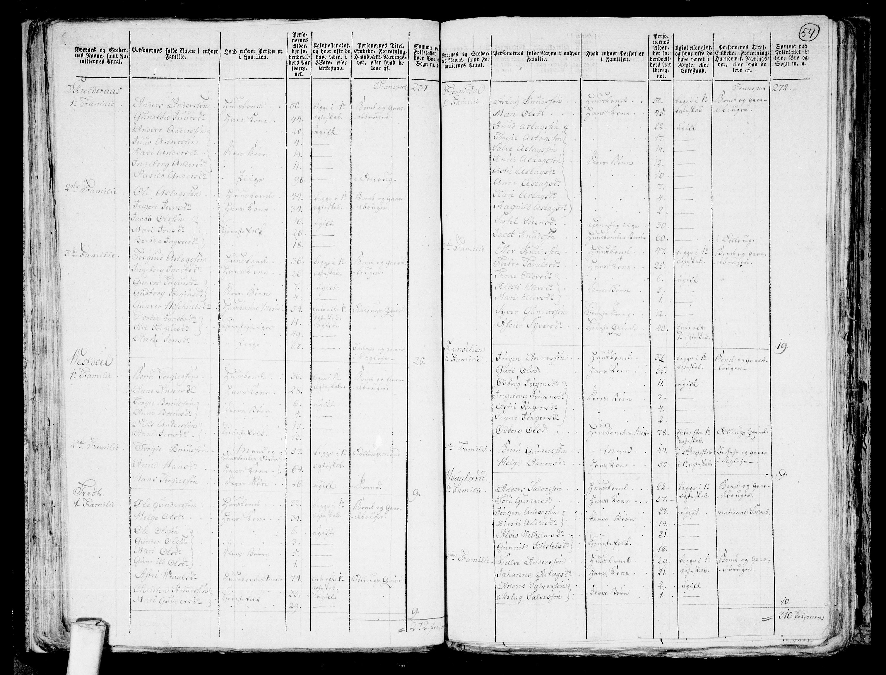 RA, 1801 census for 0934P Evje, 1801, p. 53b-54a