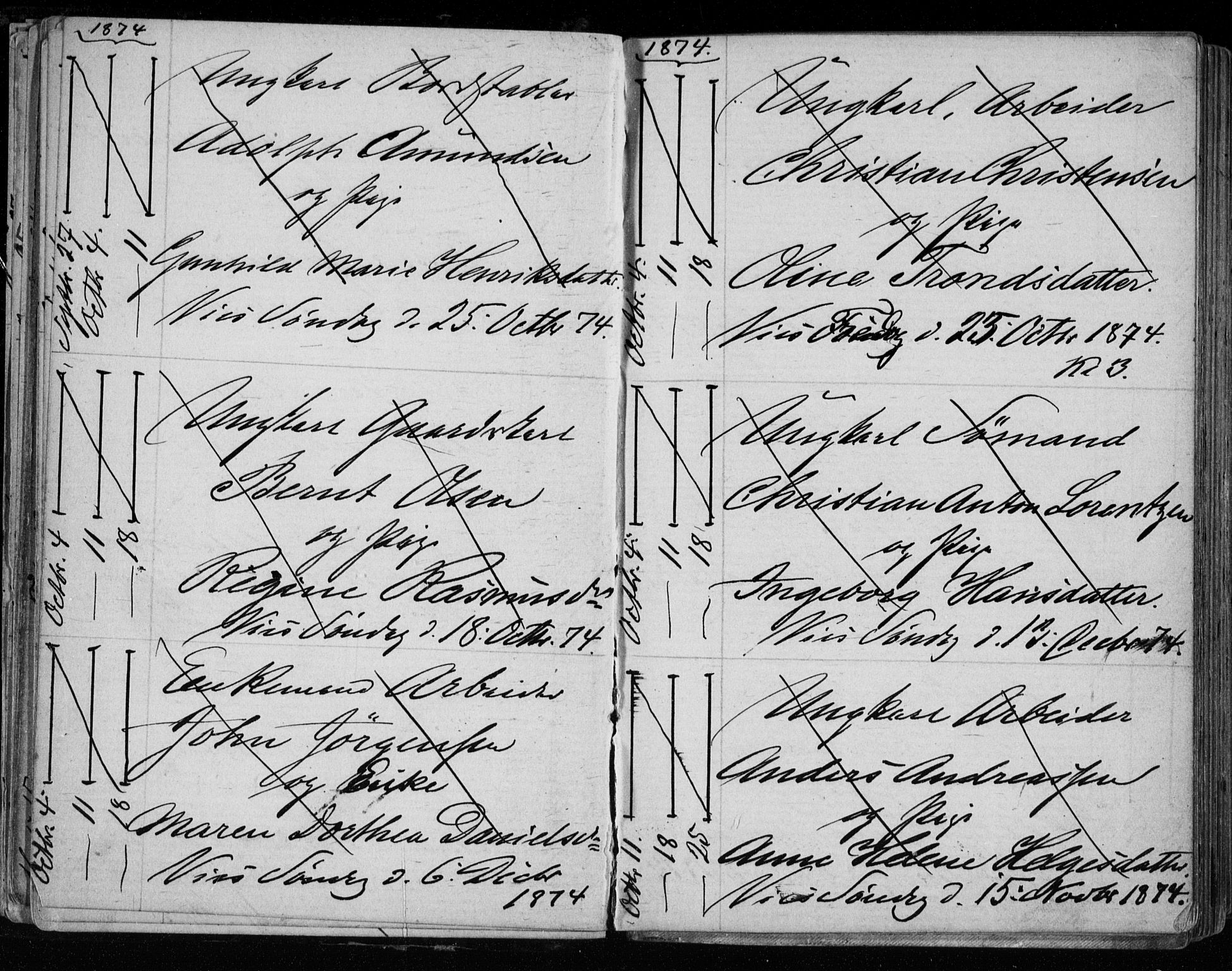 Bragernes kirkebøker, AV/SAKO-A-6/H/Ha/L0006: Banns register no. 6, 1873-1896