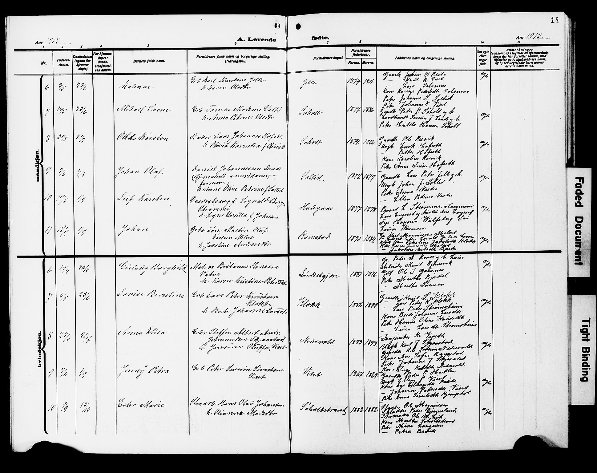 Ministerialprotokoller, klokkerbøker og fødselsregistre - Møre og Romsdal, AV/SAT-A-1454/522/L0328: Parish register (copy) no. 522C07, 1909-1925, p. 14