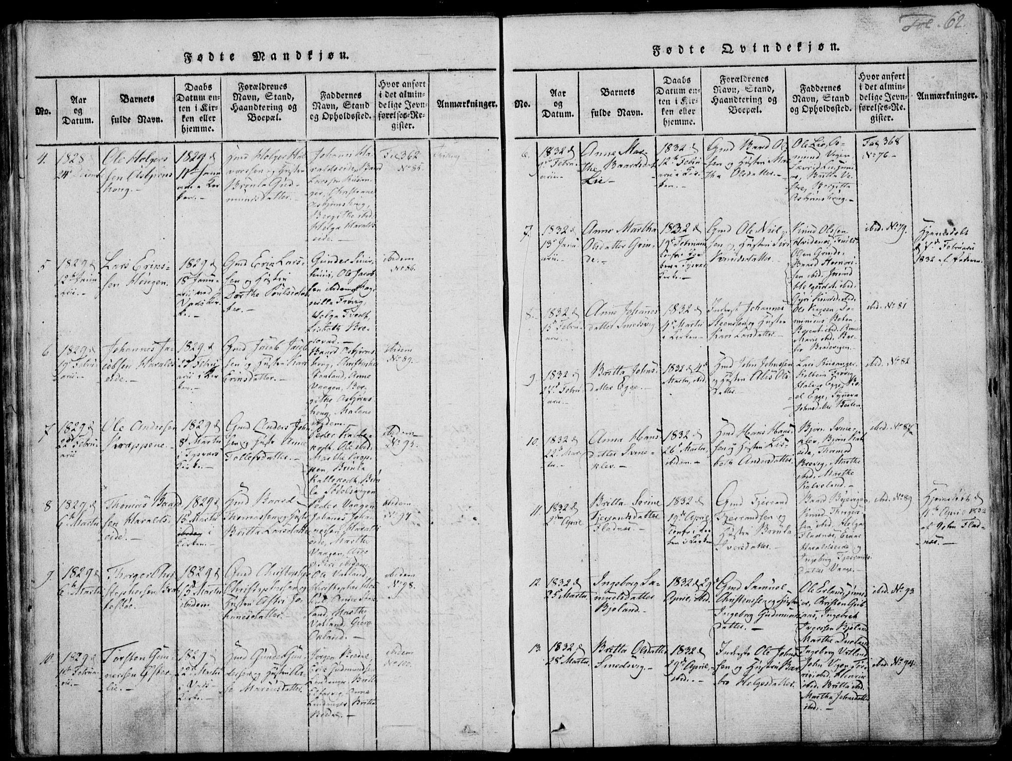 Skjold sokneprestkontor, SAST/A-101847/H/Ha/Haa/L0003: Parish register (official) no. A 3, 1815-1835, p. 62