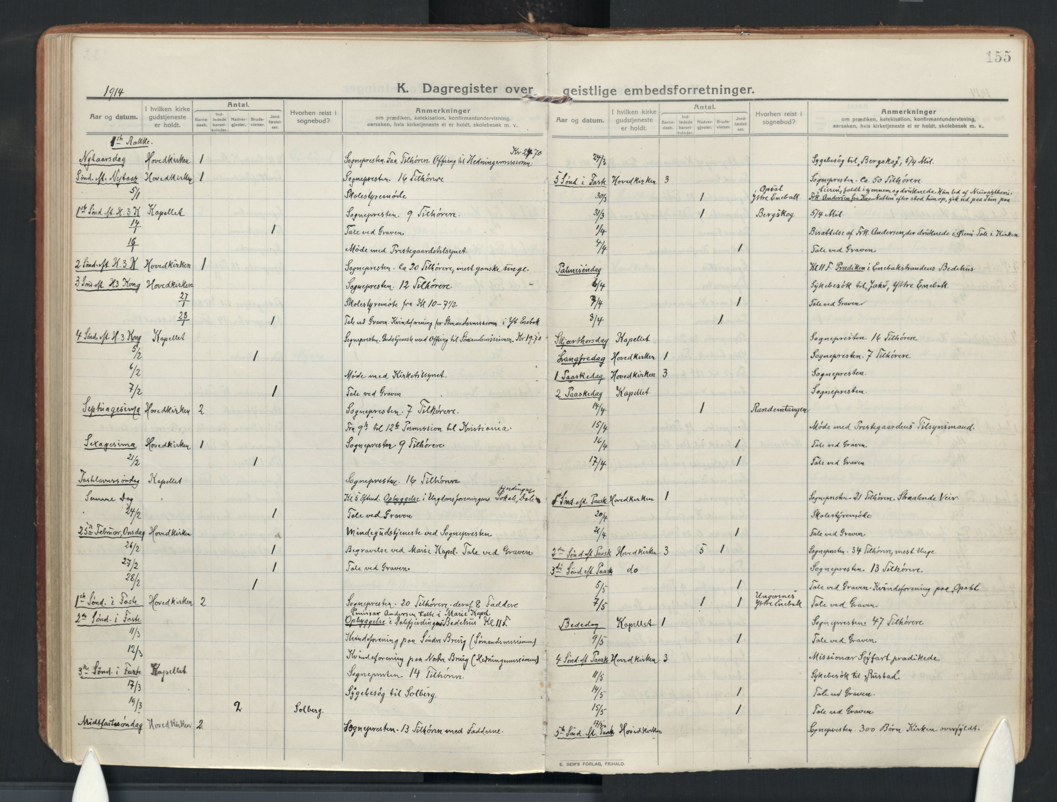 Enebakk prestekontor Kirkebøker, AV/SAO-A-10171c/F/Fa/L0019: Parish register (official) no. I 19, 1912-1935, p. 155