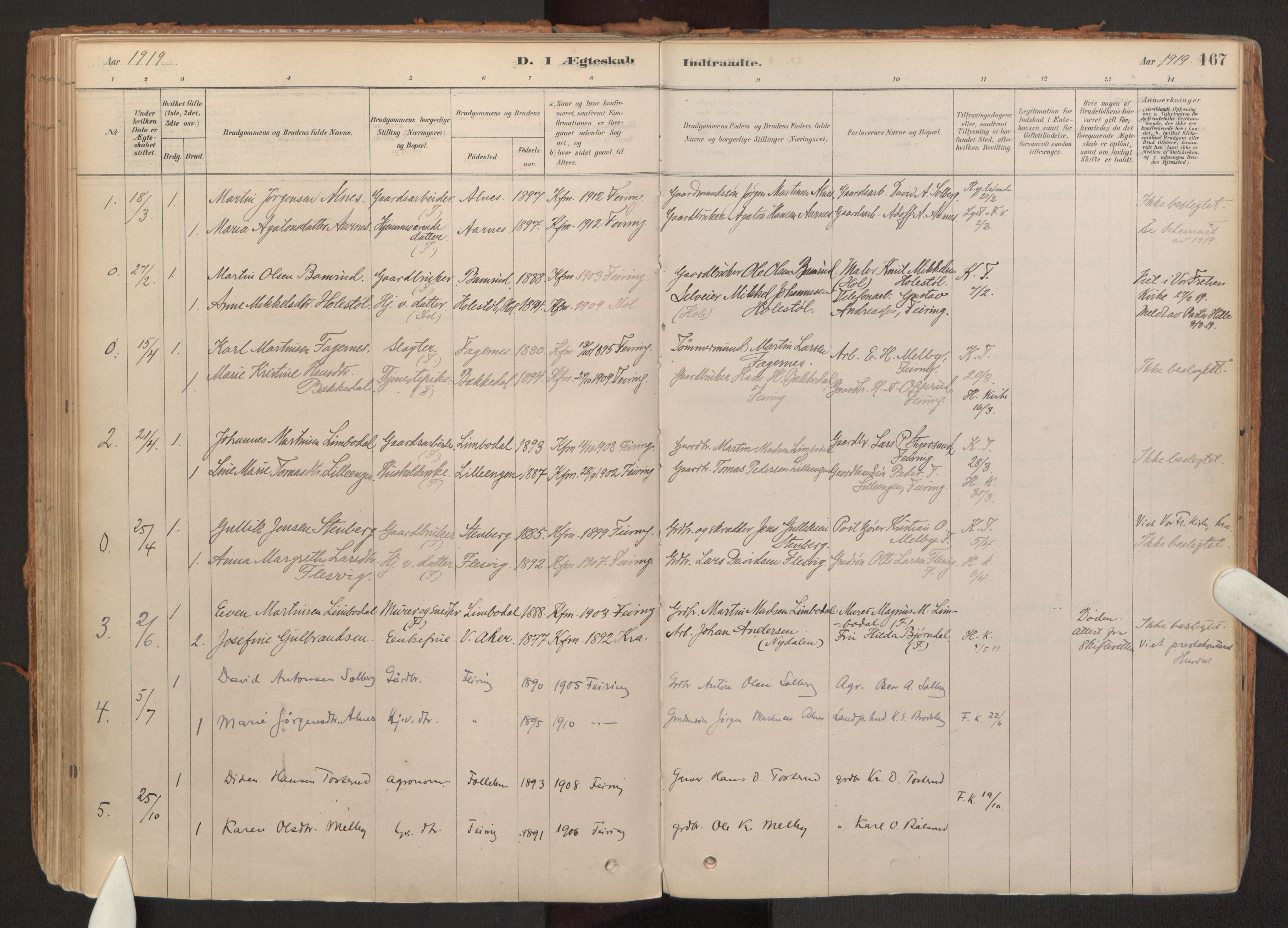 Hurdal prestekontor Kirkebøker, AV/SAO-A-10889/F/Fb/L0003: Parish register (official) no. II 3, 1878-1920, p. 167