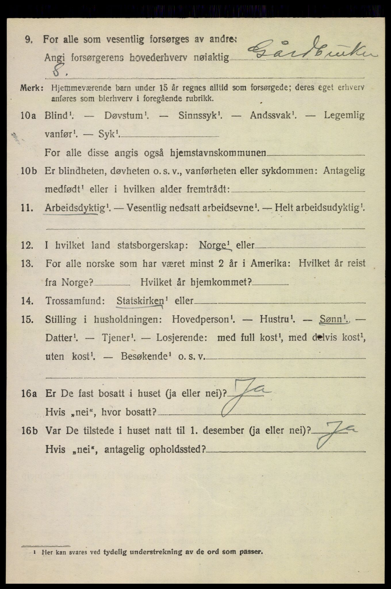 SAH, 1920 census for Nord-Fron, 1920, p. 3121