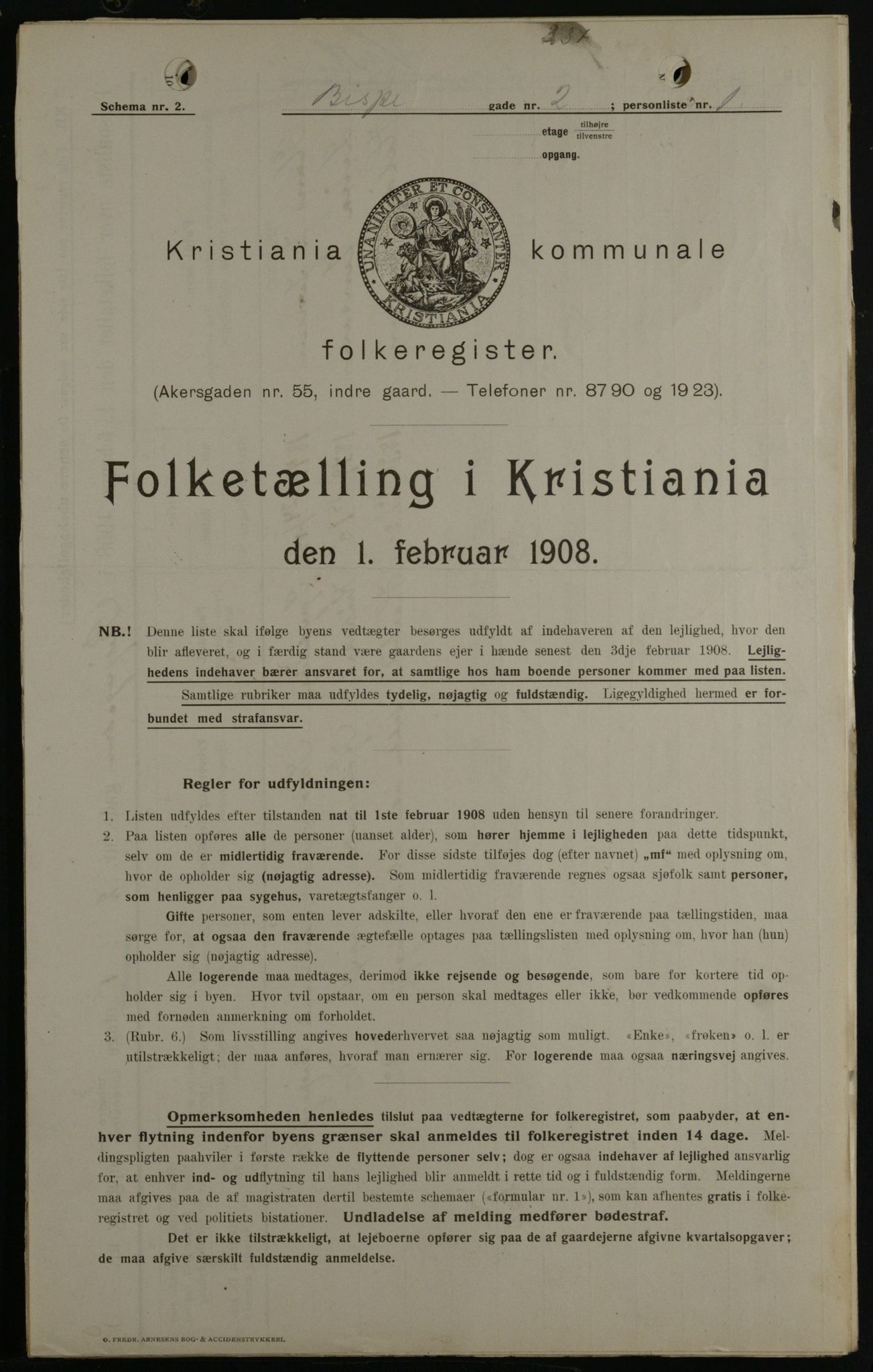 OBA, Municipal Census 1908 for Kristiania, 1908, p. 5256