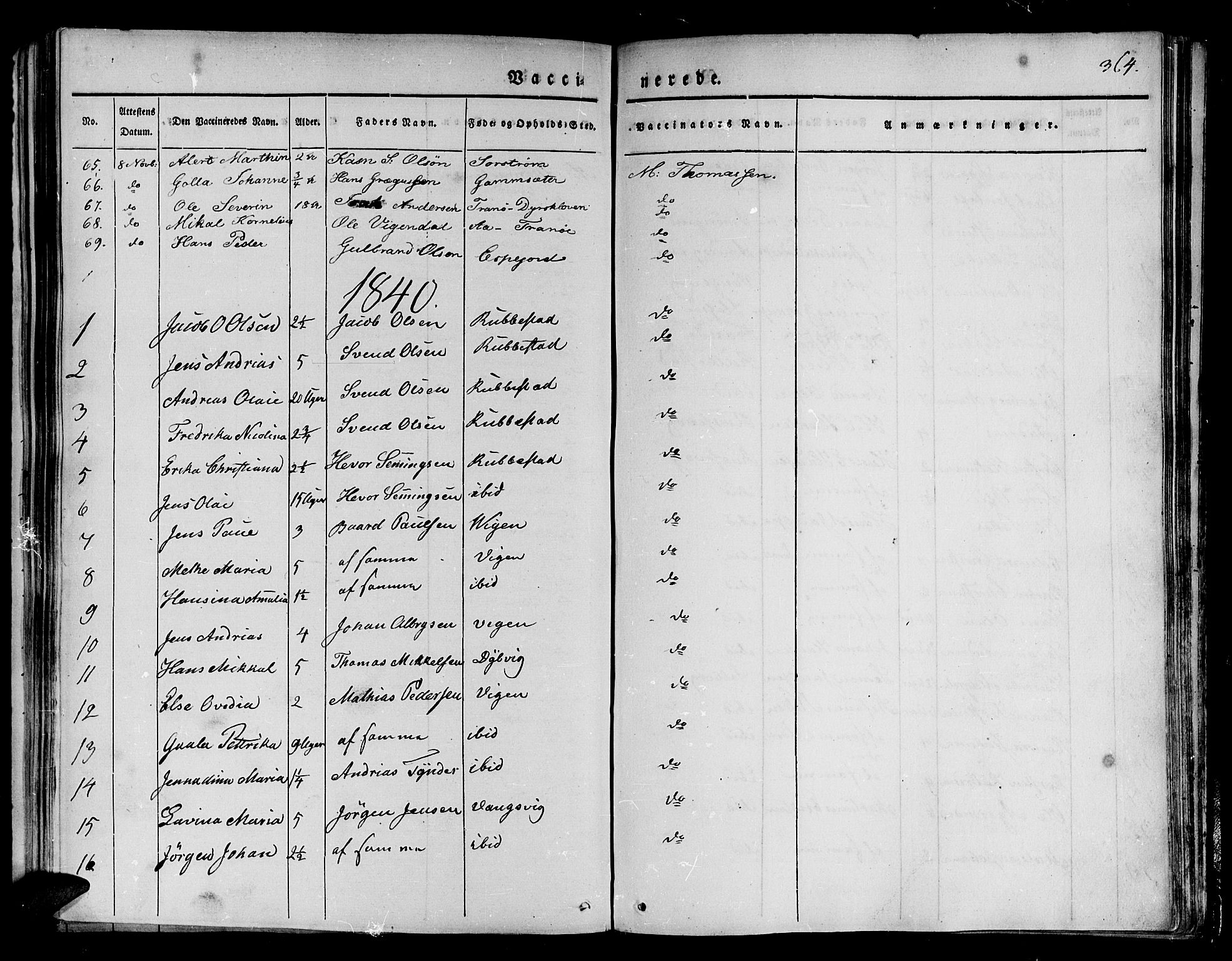 Tranøy sokneprestkontor, SATØ/S-1313/I/Ia/Iaa/L0005kirke: Parish register (official) no. 5, 1829-1844, p. 364