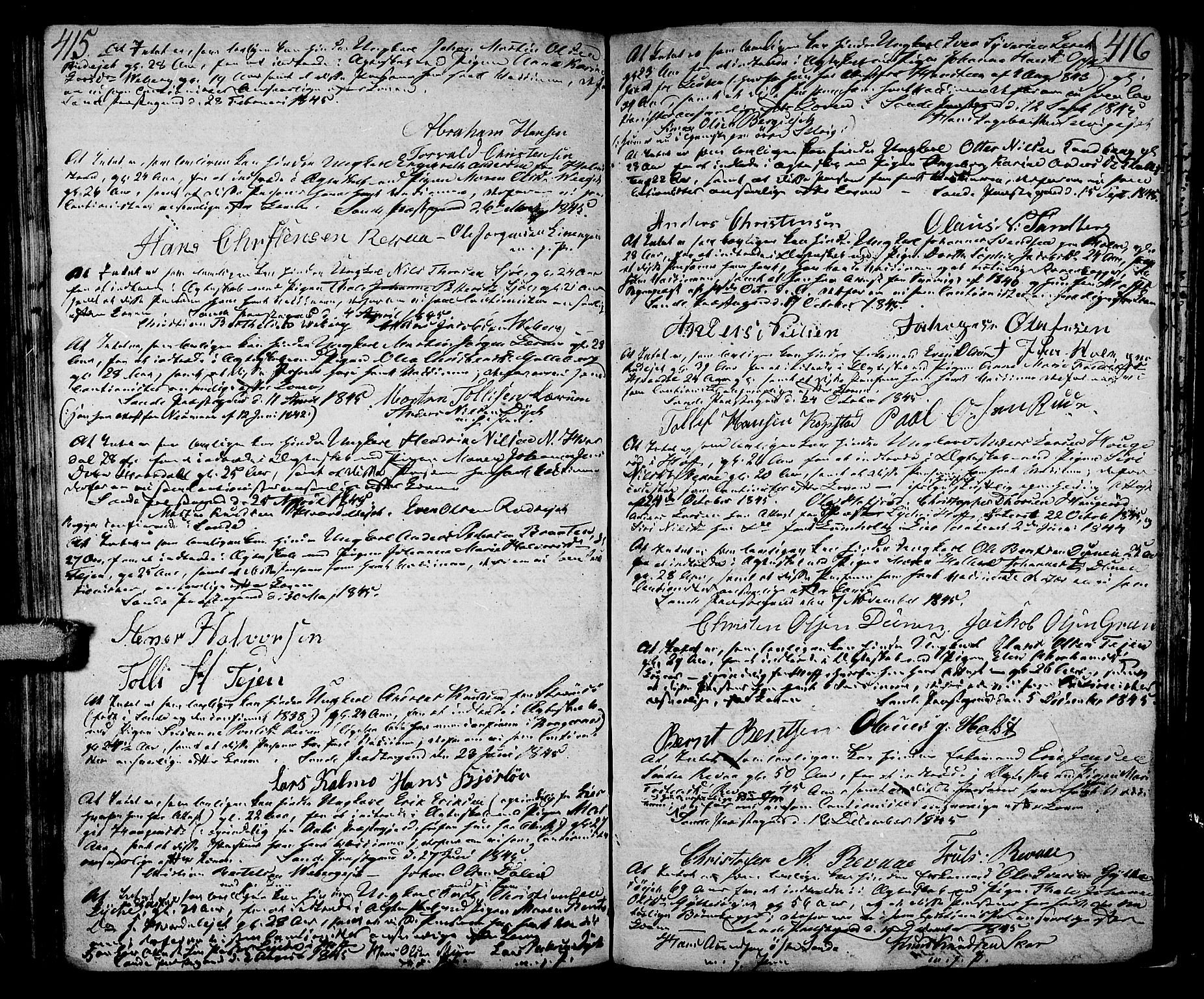 Sande Kirkebøker, AV/SAKO-A-53/F/Fa/L0002: Parish register (official) no. 2, 1804-1814, p. 415-416