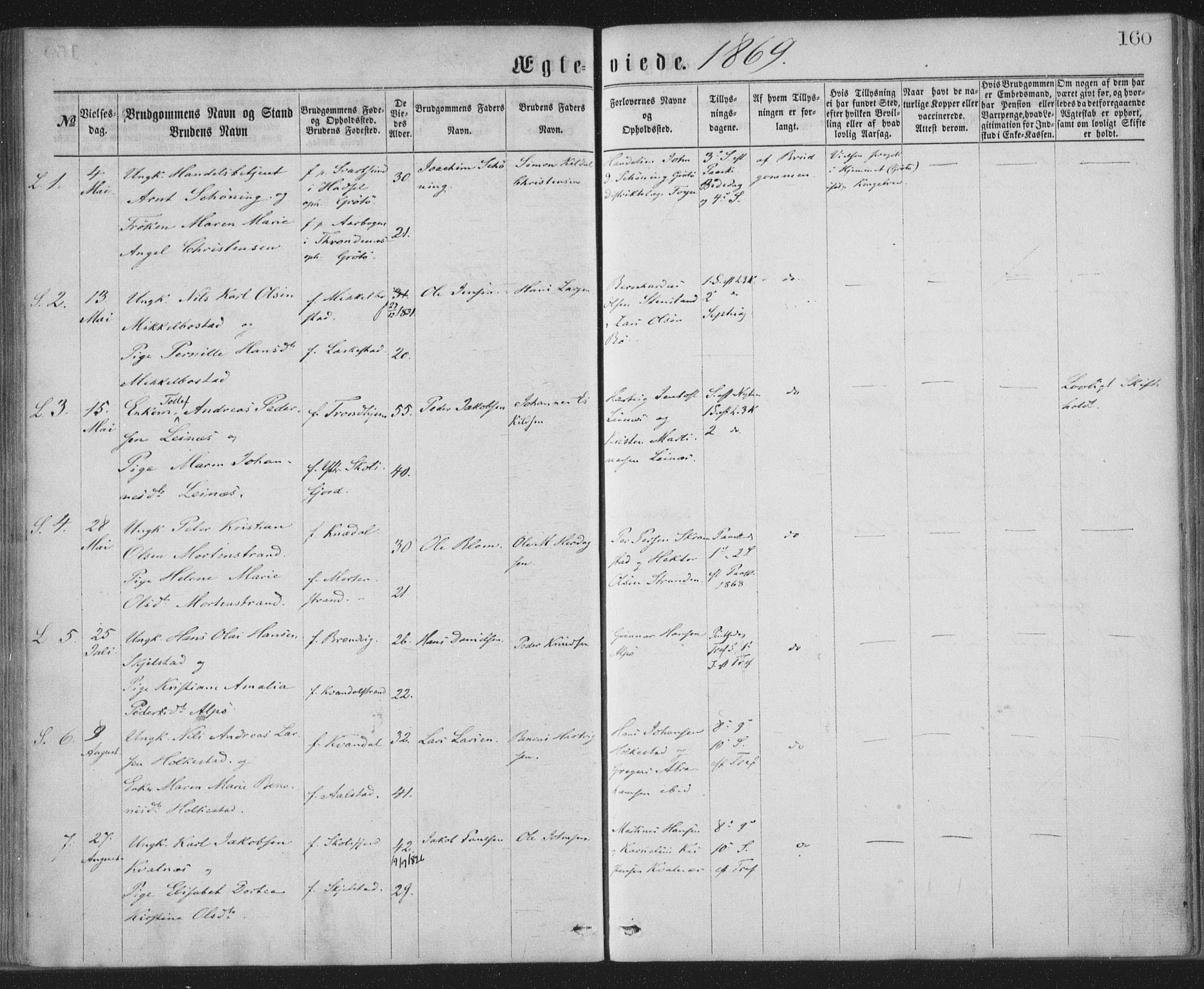 Ministerialprotokoller, klokkerbøker og fødselsregistre - Nordland, AV/SAT-A-1459/855/L0801: Parish register (official) no. 855A09, 1864-1874, p. 160