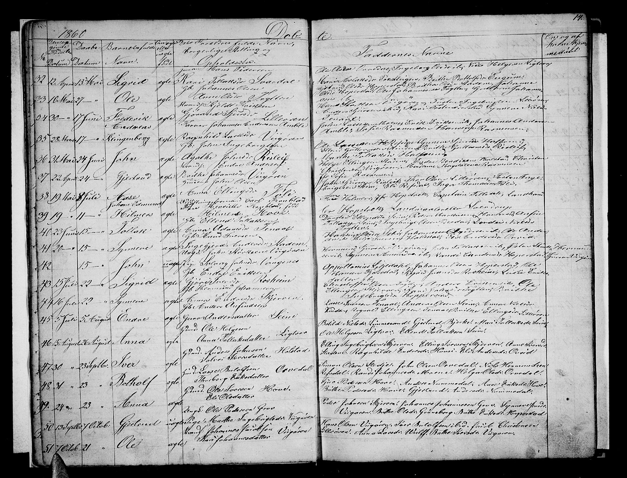 Vik sokneprestembete, AV/SAB-A-81501/H/Hab/Haba/L0002: Parish register (copy) no. A 2, 1856-1877, p. 14