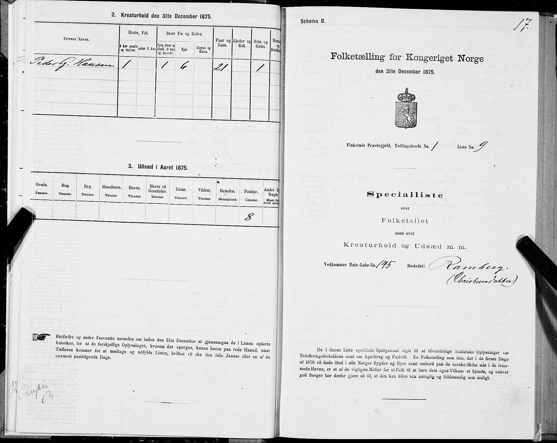 SAT, 1875 census for 1859P Flakstad, 1875, p. 1017