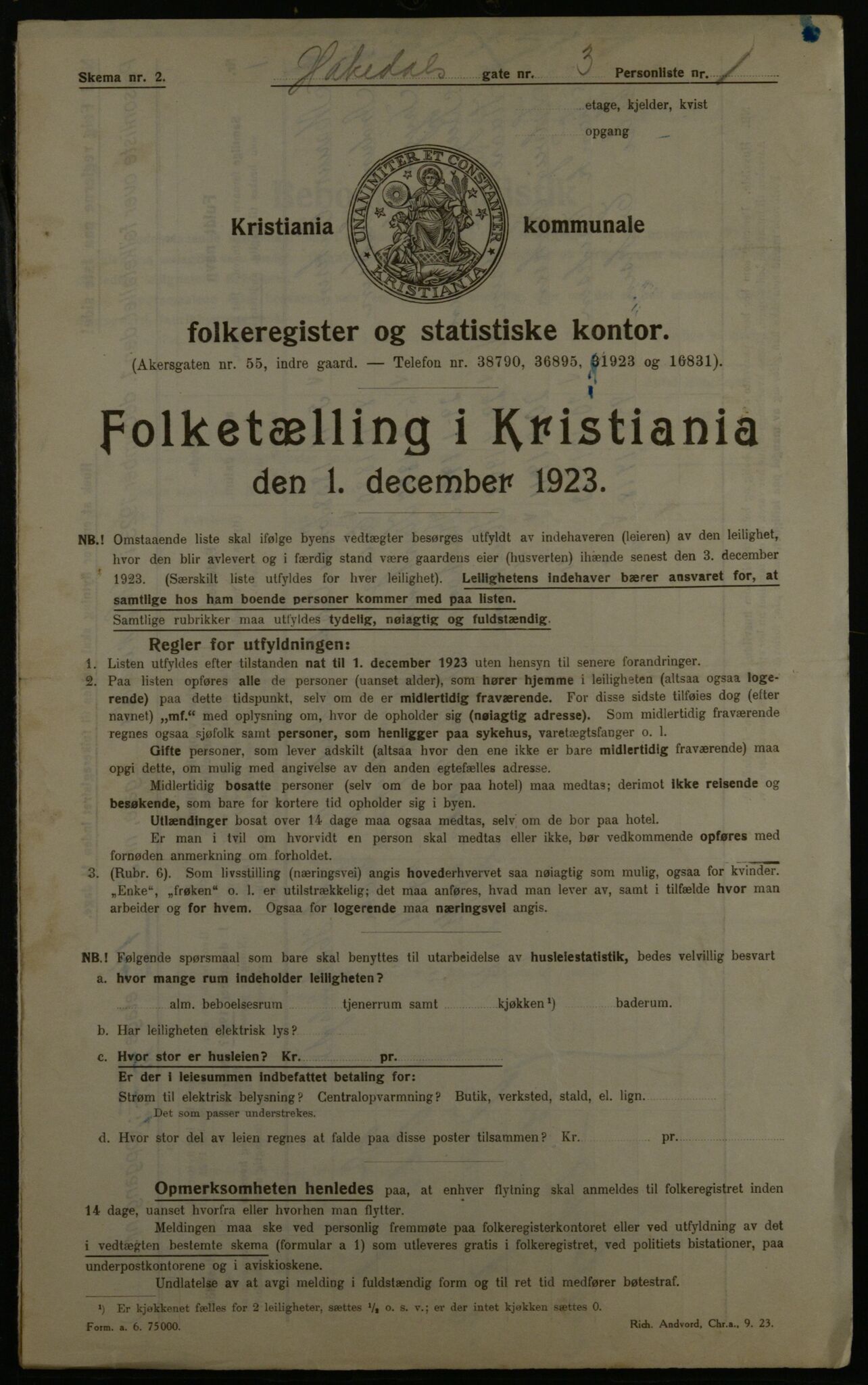 OBA, Municipal Census 1923 for Kristiania, 1923, p. 27315