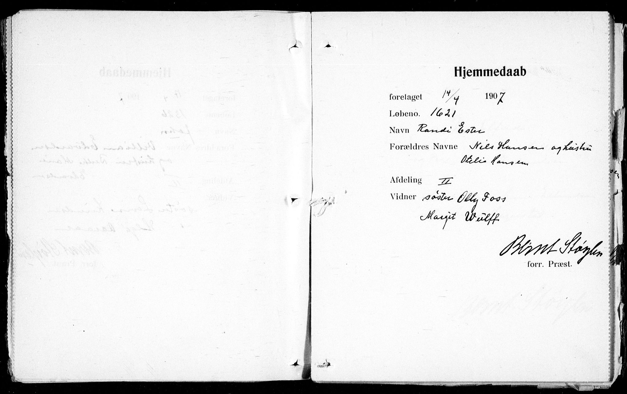 Ullevål sykehus prestekontor Kirkebøker, AV/SAO-A-10542a/K/Ka/L0001: Baptism register no. 1, 1906-1914