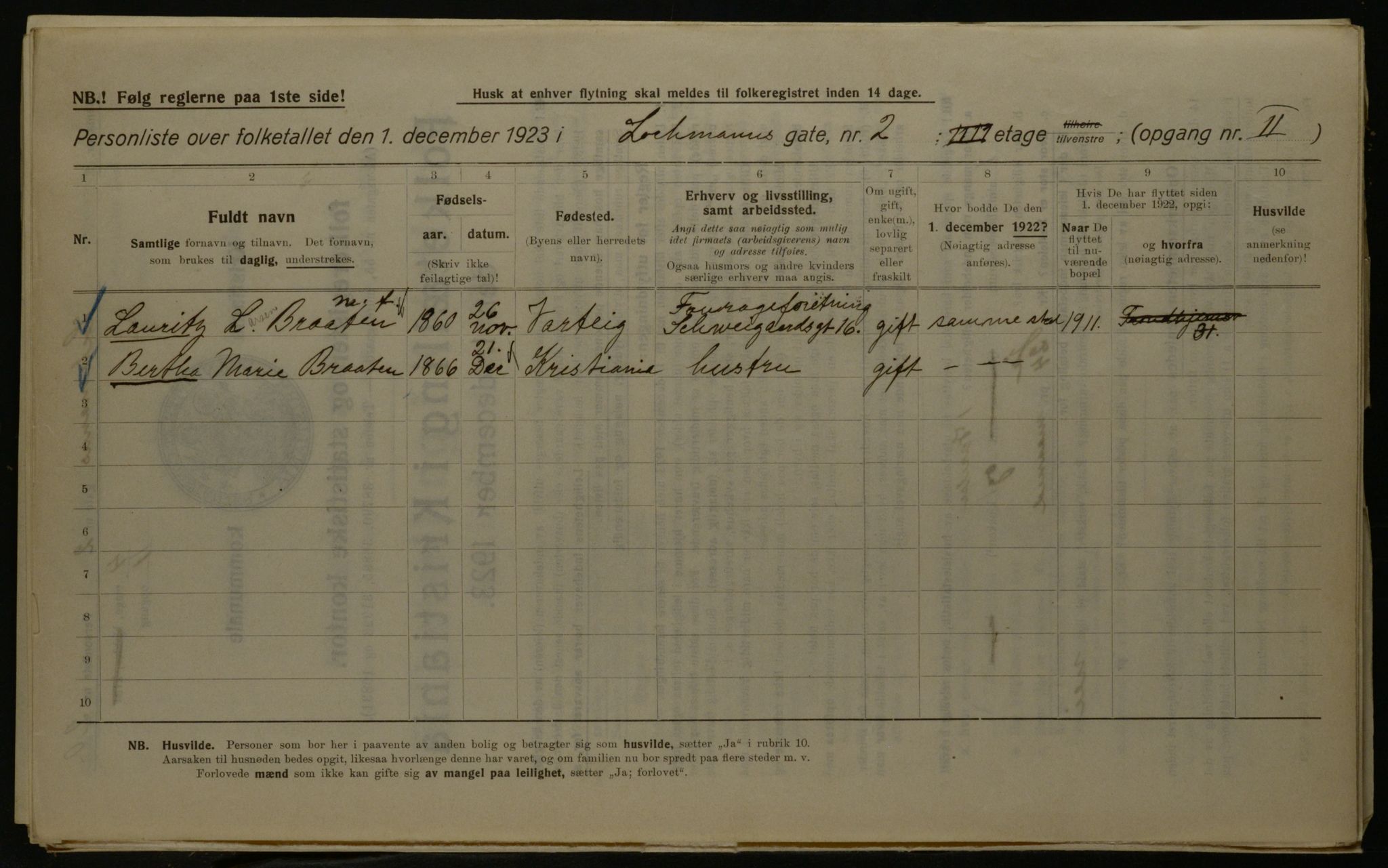 OBA, Municipal Census 1923 for Kristiania, 1923, p. 64747