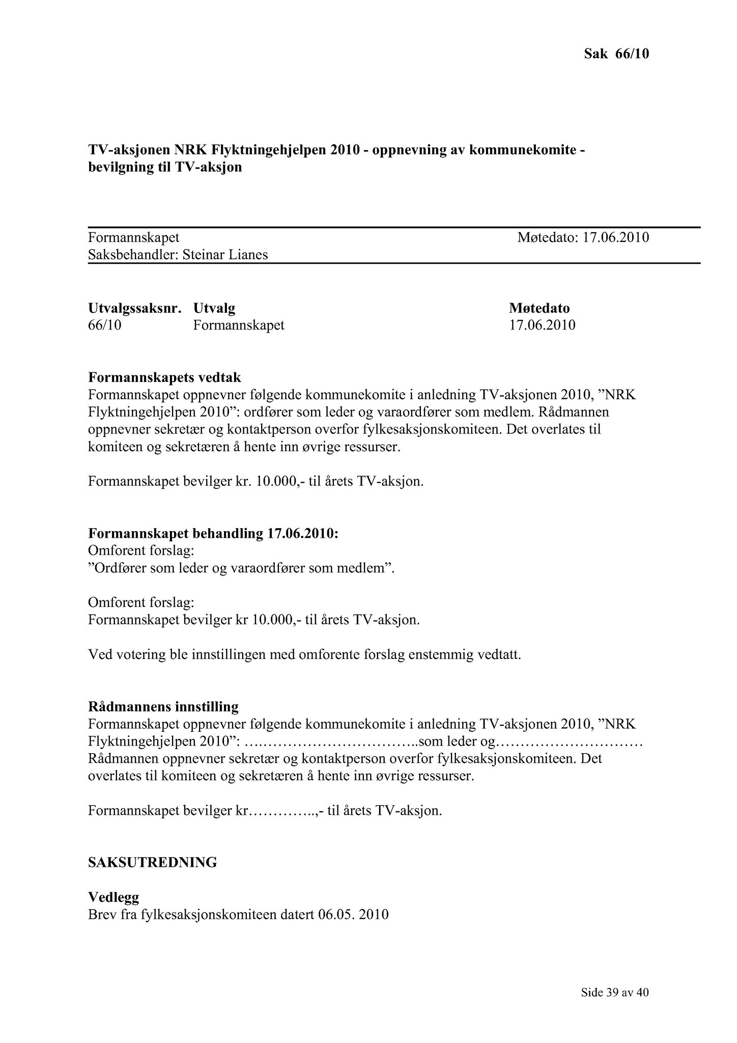 Klæbu Kommune, TRKO/KK/02-FS/L003: Formannsskapet - Møtedokumenter, 2010, p. 1243