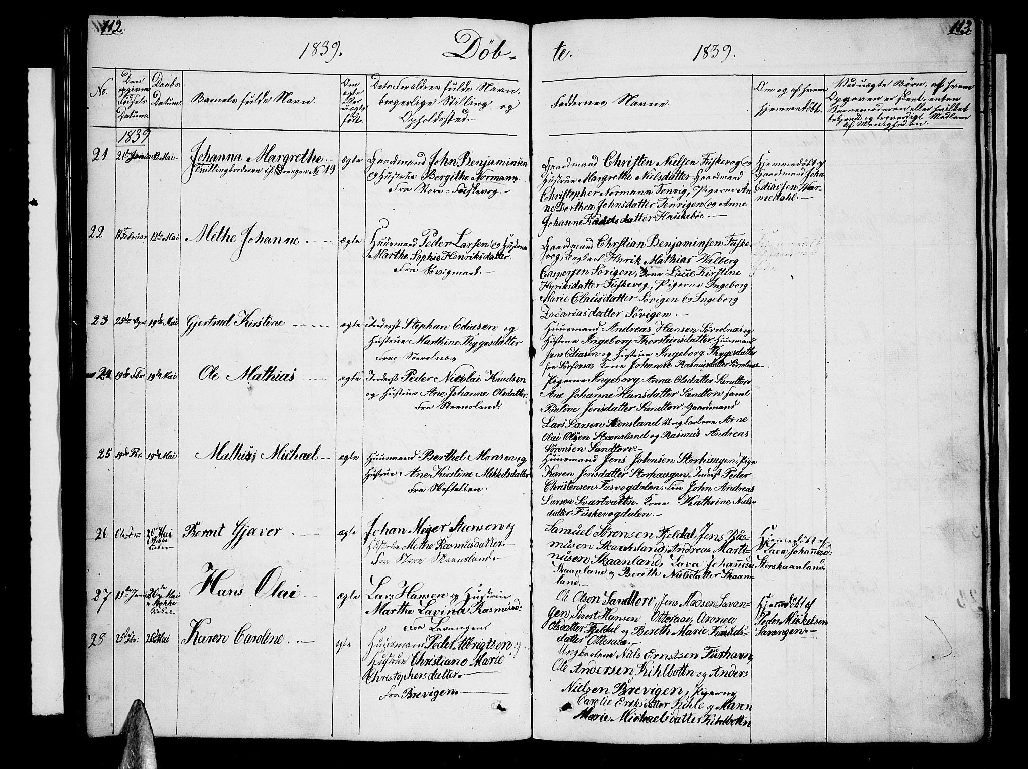 Trondenes sokneprestkontor, SATØ/S-1319/H/Hb/L0005klokker: Parish register (copy) no. 5, 1834-1845, p. 112-113