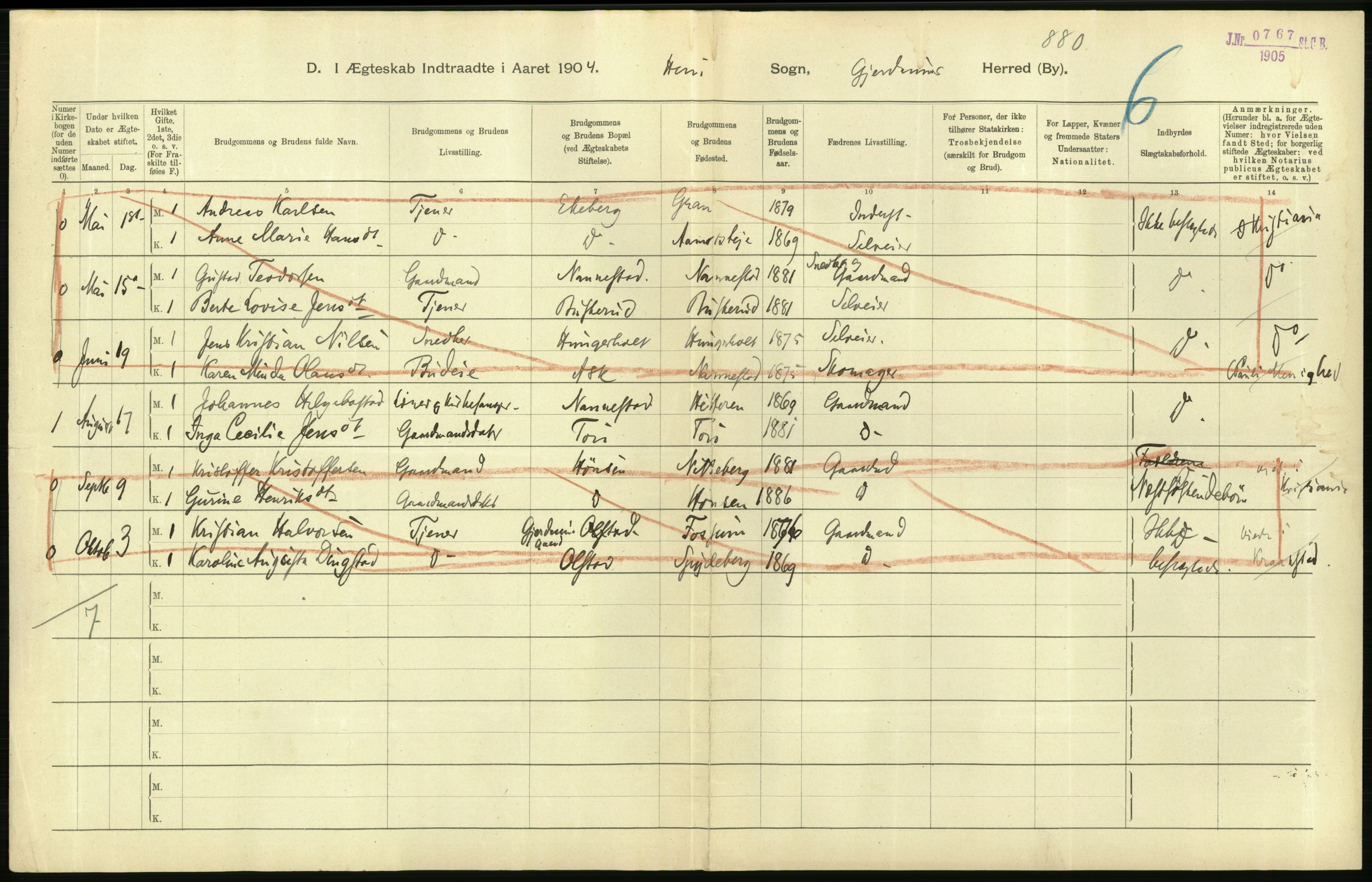 Statistisk sentralbyrå, Sosiodemografiske emner, Befolkning, AV/RA-S-2228/D/Df/Dfa/Dfab/L0002: Akershus amt: Fødte, gifte, døde, 1904, p. 476