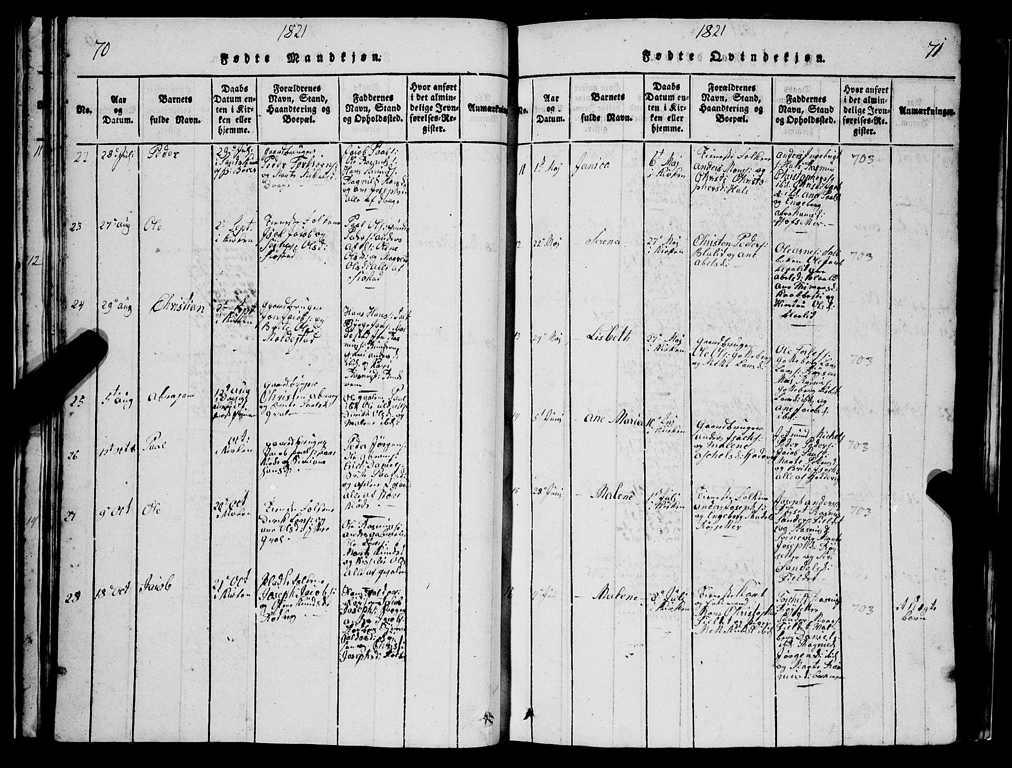 Selje sokneprestembete, AV/SAB-A-99938/H/Ha/Hab/Haba: Parish register (copy) no. A 1, 1816-1828, p. 70-71