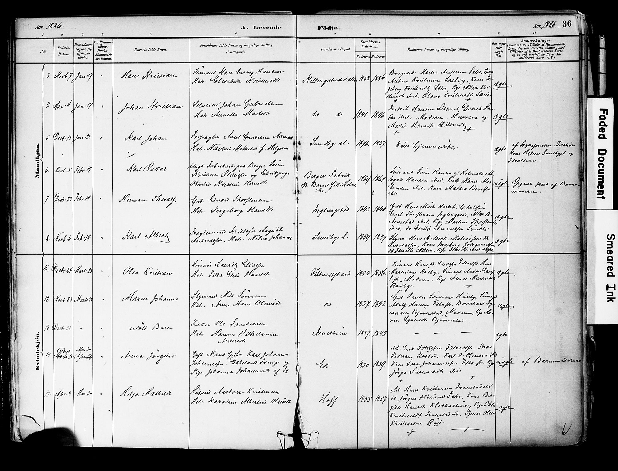Hurum kirkebøker, SAKO/A-229/F/Fa/L0014: Parish register (official) no. 14, 1882-1895, p. 36