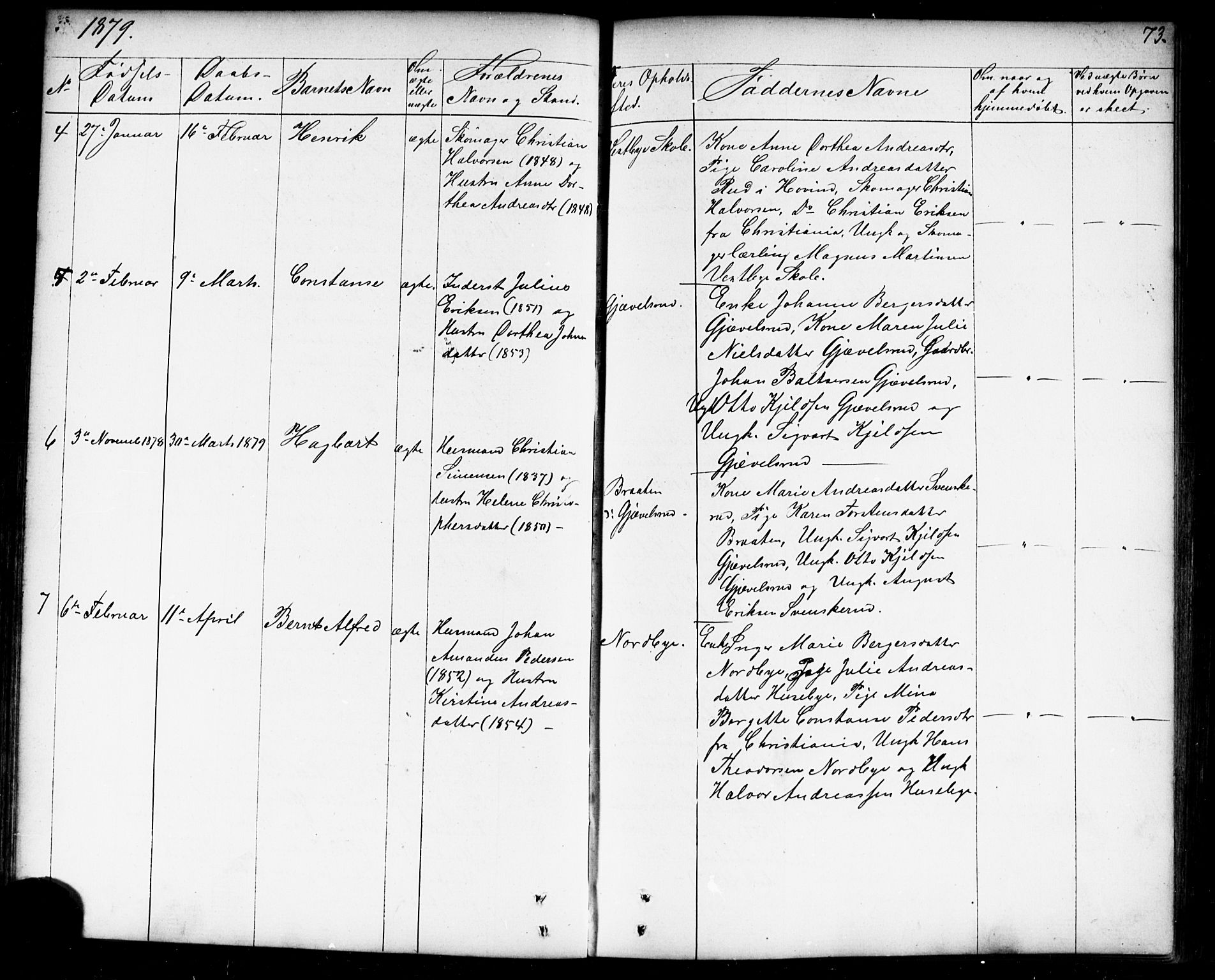 Enebakk prestekontor Kirkebøker, SAO/A-10171c/G/Gb/L0001: Parish register (copy) no. II 1, 1859-1890, p. 73